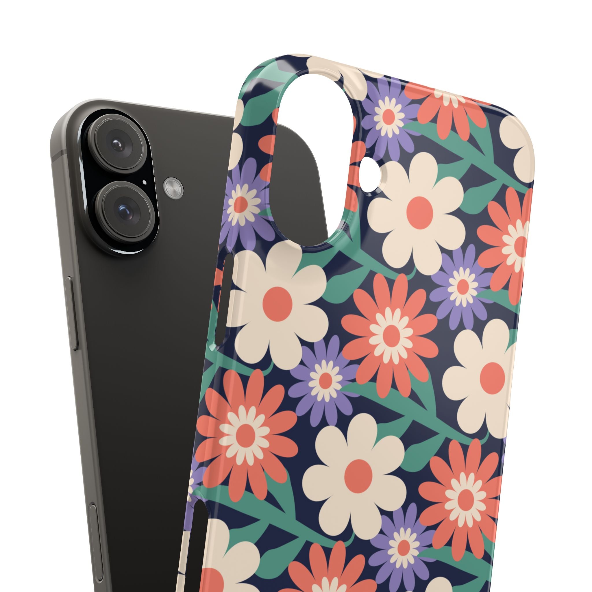 Floral Retro Slim Phone Case – Navy Ditsy Flowers