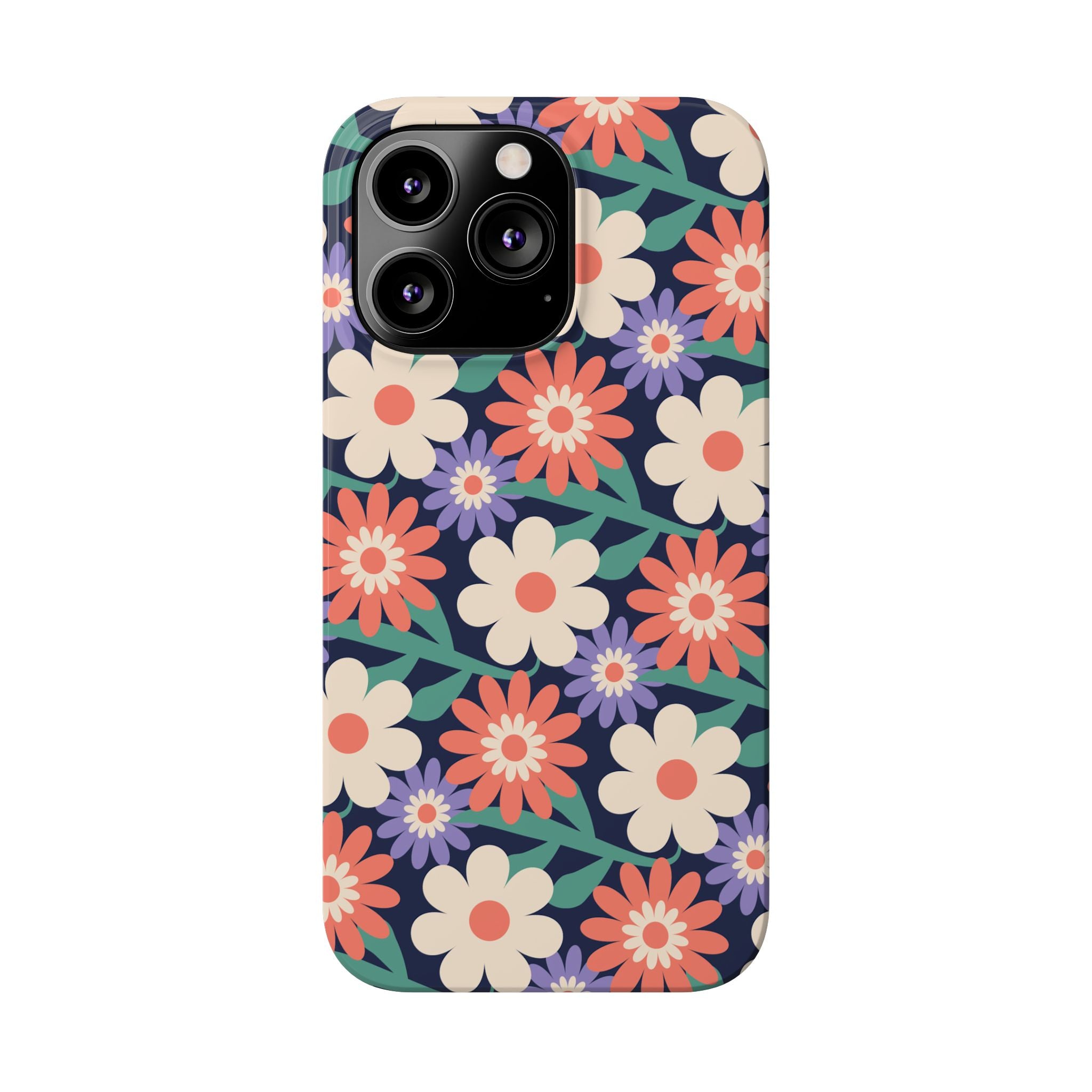 Floral Retro Slim Phone Case – Navy Ditsy Flowers