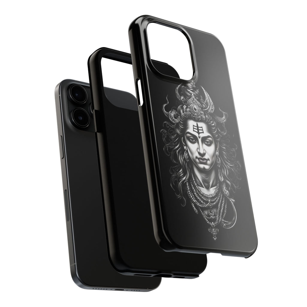 Phone Case — Intricate Lord Shiva Illustration on Black Tough Case