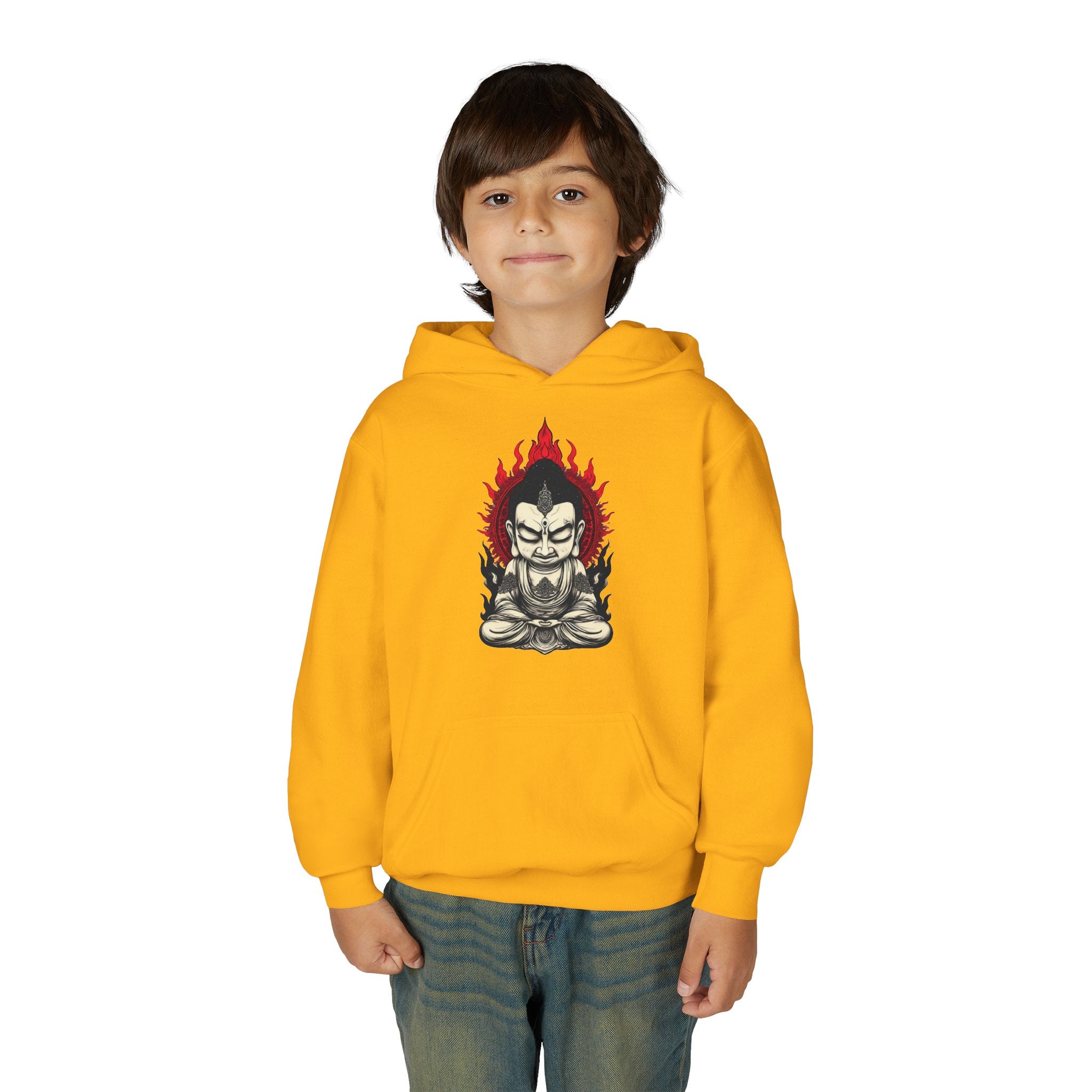 Youth Hoodie — Flaming Meditating Demon Graphic