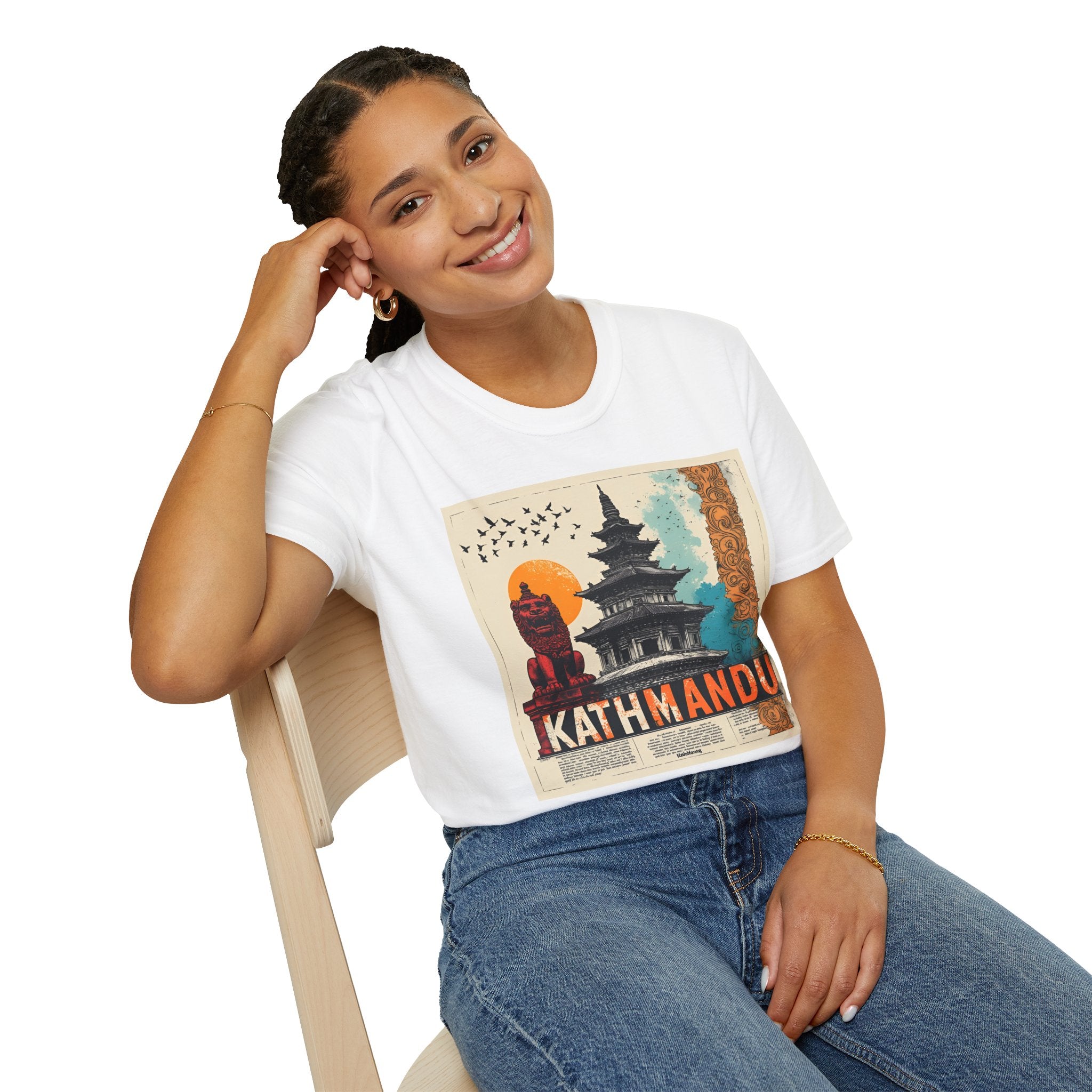 Kathmandu Vintage Travel T-Shirt – Retro Nepal Skyline Graphic Tee, Cultural Tourism Design