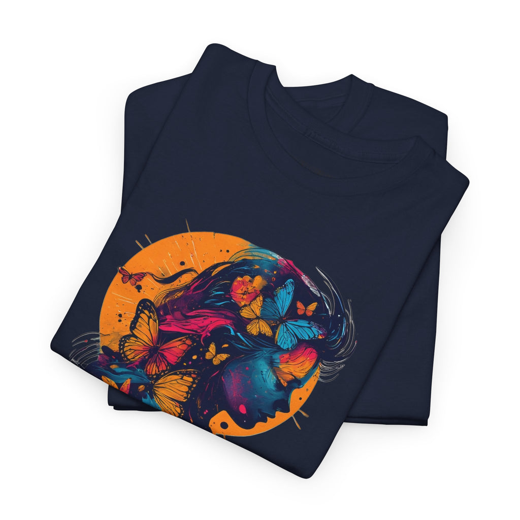 Butterfly Silhouette Graphic Tee — Colorful Maternity Profile Design