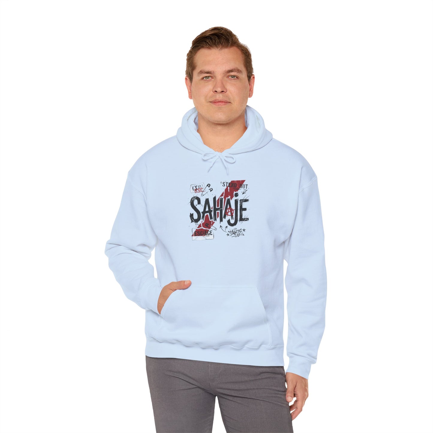 Sahaje Graphic Hoodie – Distressed Vintage Script Pullover