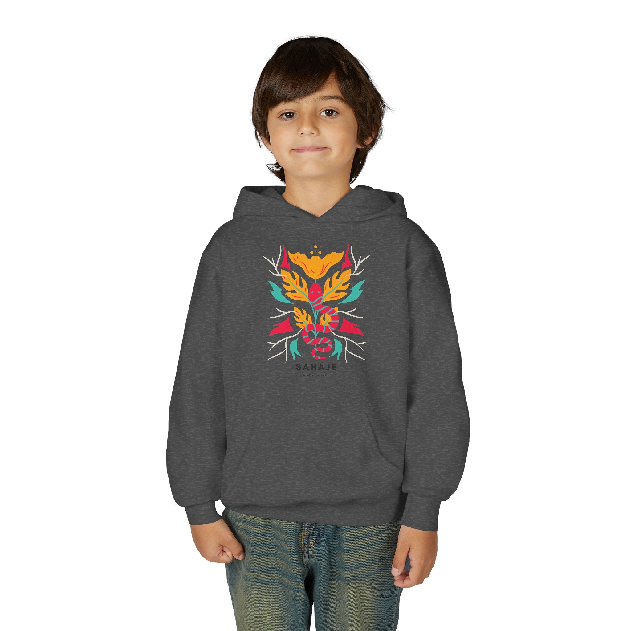 Youth Hoodie — Colorful Sahaja Floral Serpent Design
