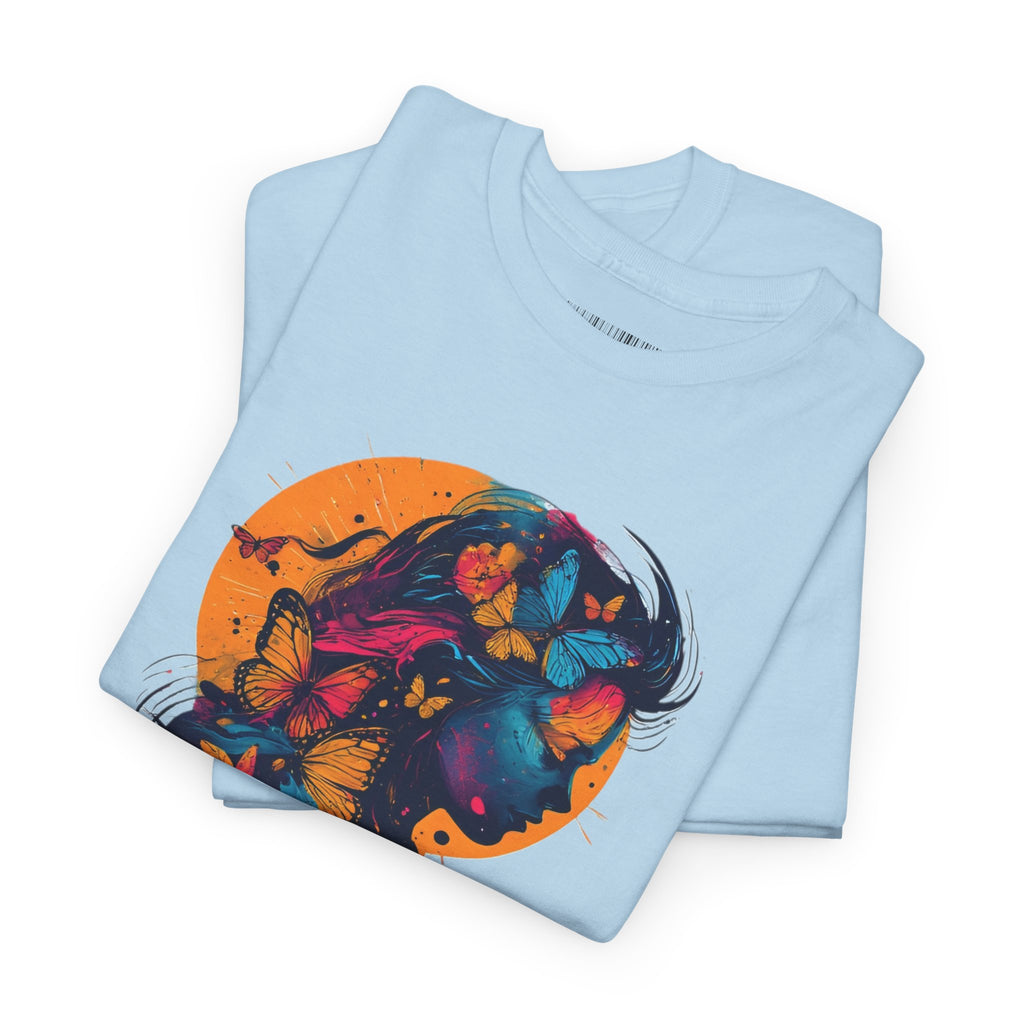 Butterfly Silhouette Graphic Tee — Colorful Maternity Profile Design