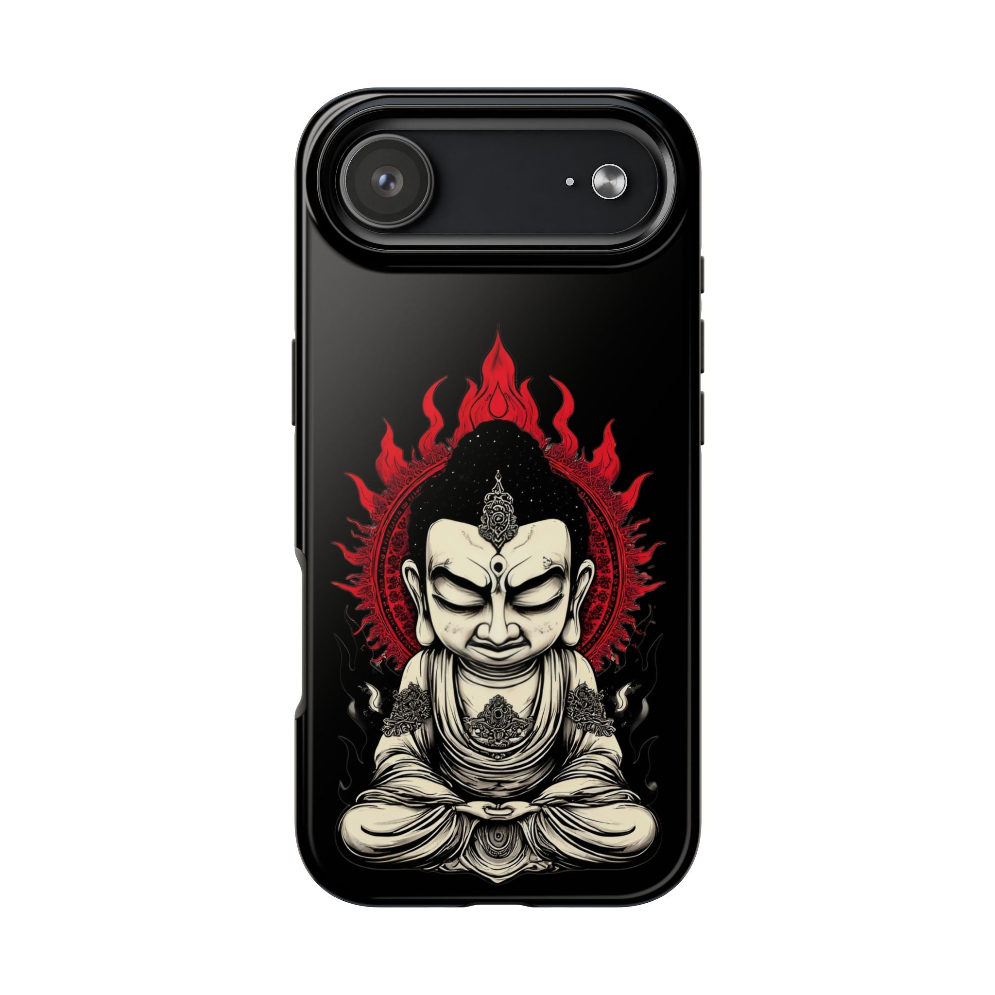 Meditative Buddha Tough Phone Case — Red Flame Zen Protection