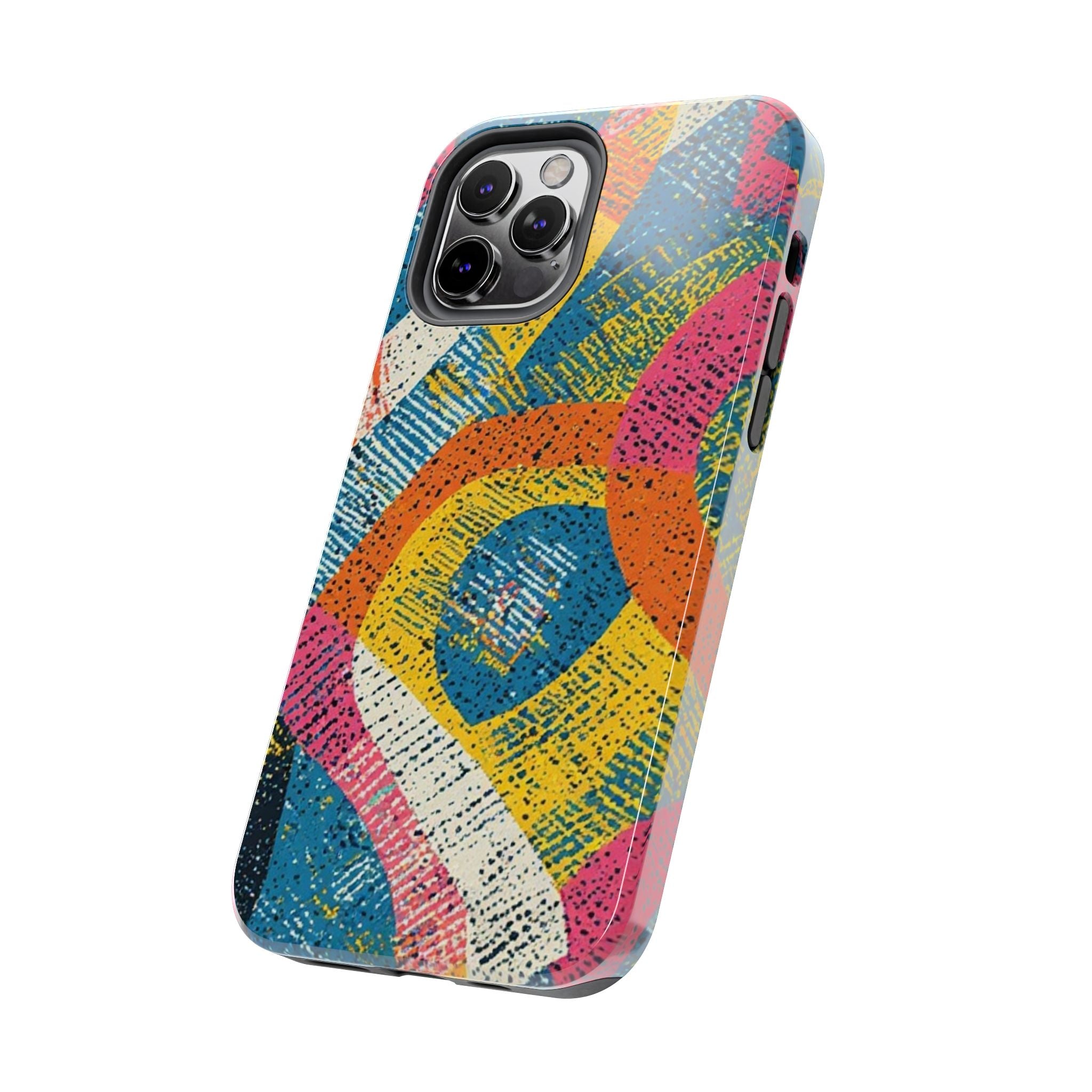 Bold Retro Abstract Tough Phone Case — Colorful Geometric Protective Cover