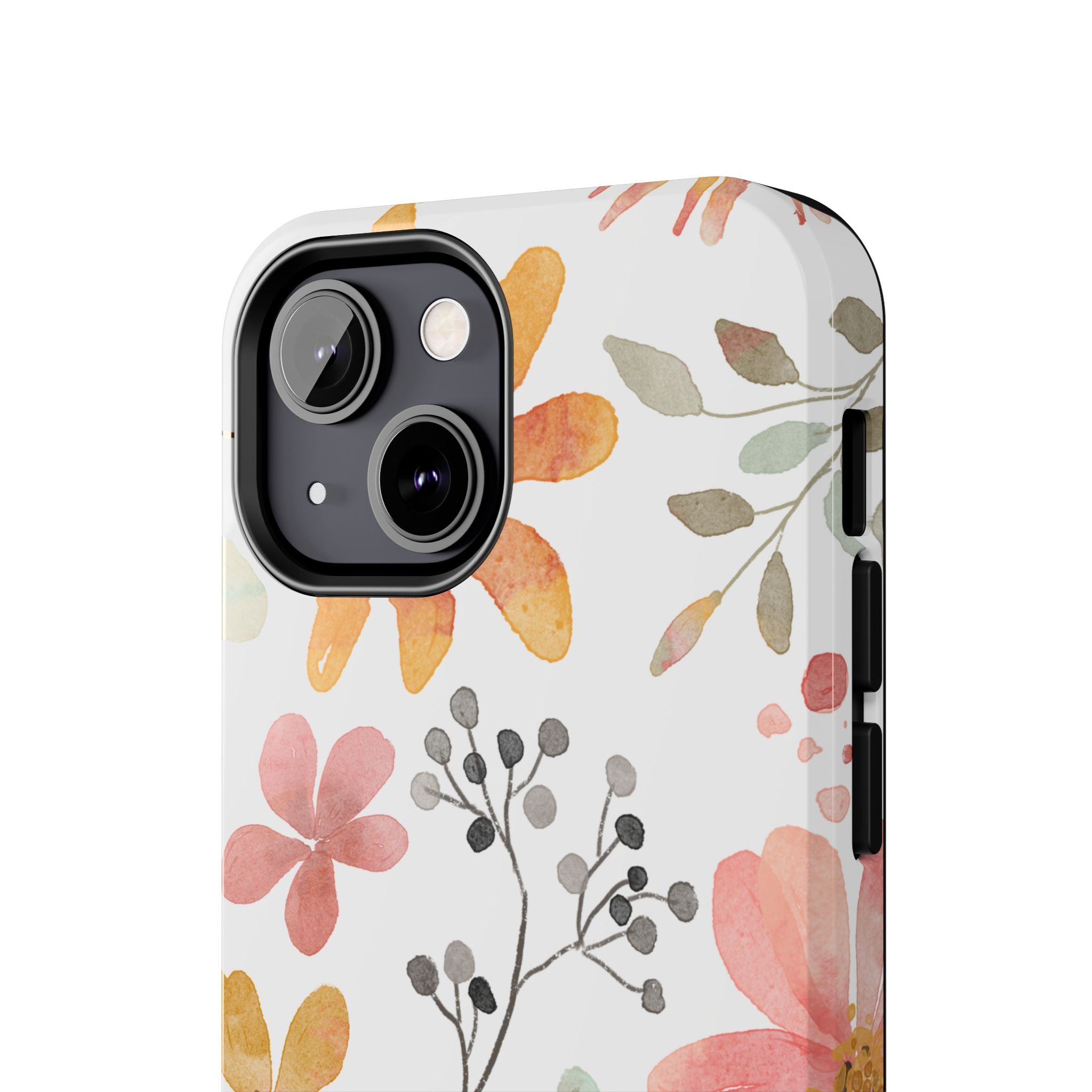 Floral Watercolor Tough Phone Case — Pink & Peach Botanical Protection