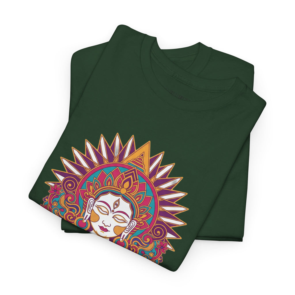 Spiritual Goddess Sun Mandala Tee — Colorful Boho Yoga T‑Shirt