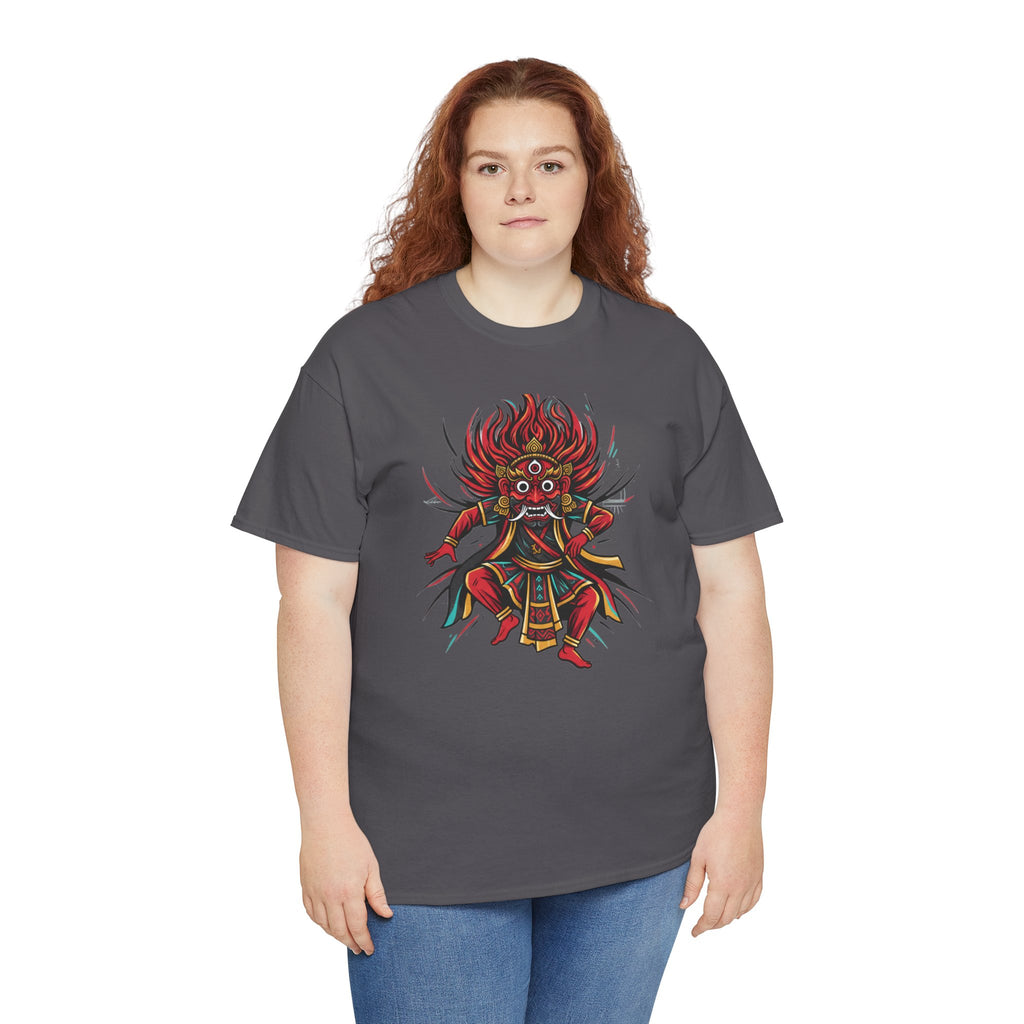 T-Shirt — Fierce Red Oni Demon Graphic Tee (Mythic Japanese Mask Design)