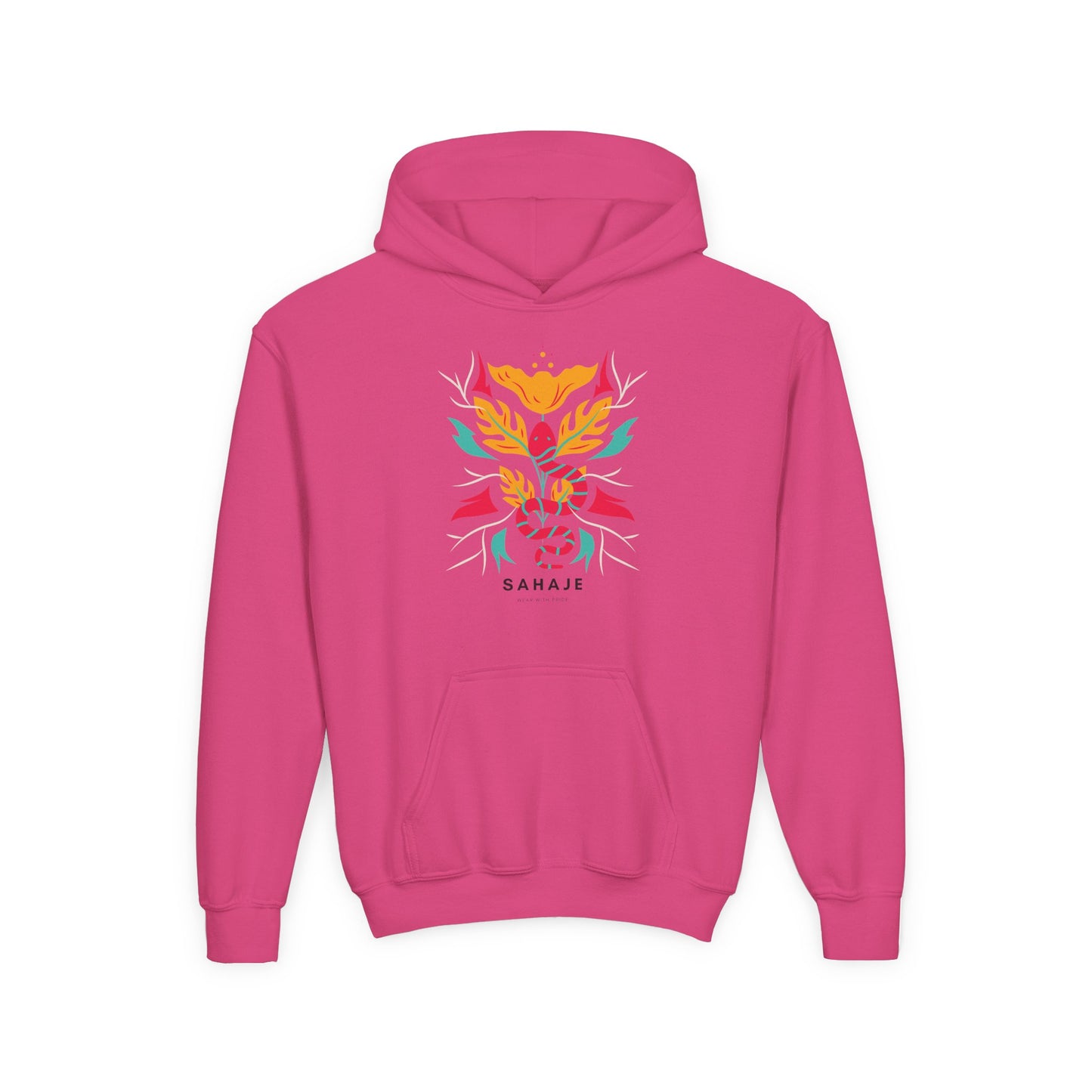 Youth Hoodie — Colorful Sahaja Floral Serpent Design