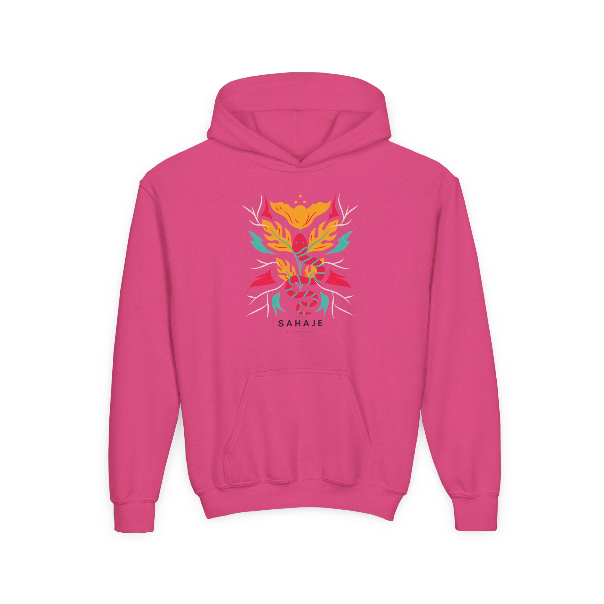 Youth Hoodie — Colorful Sahaja Floral Serpent Design
