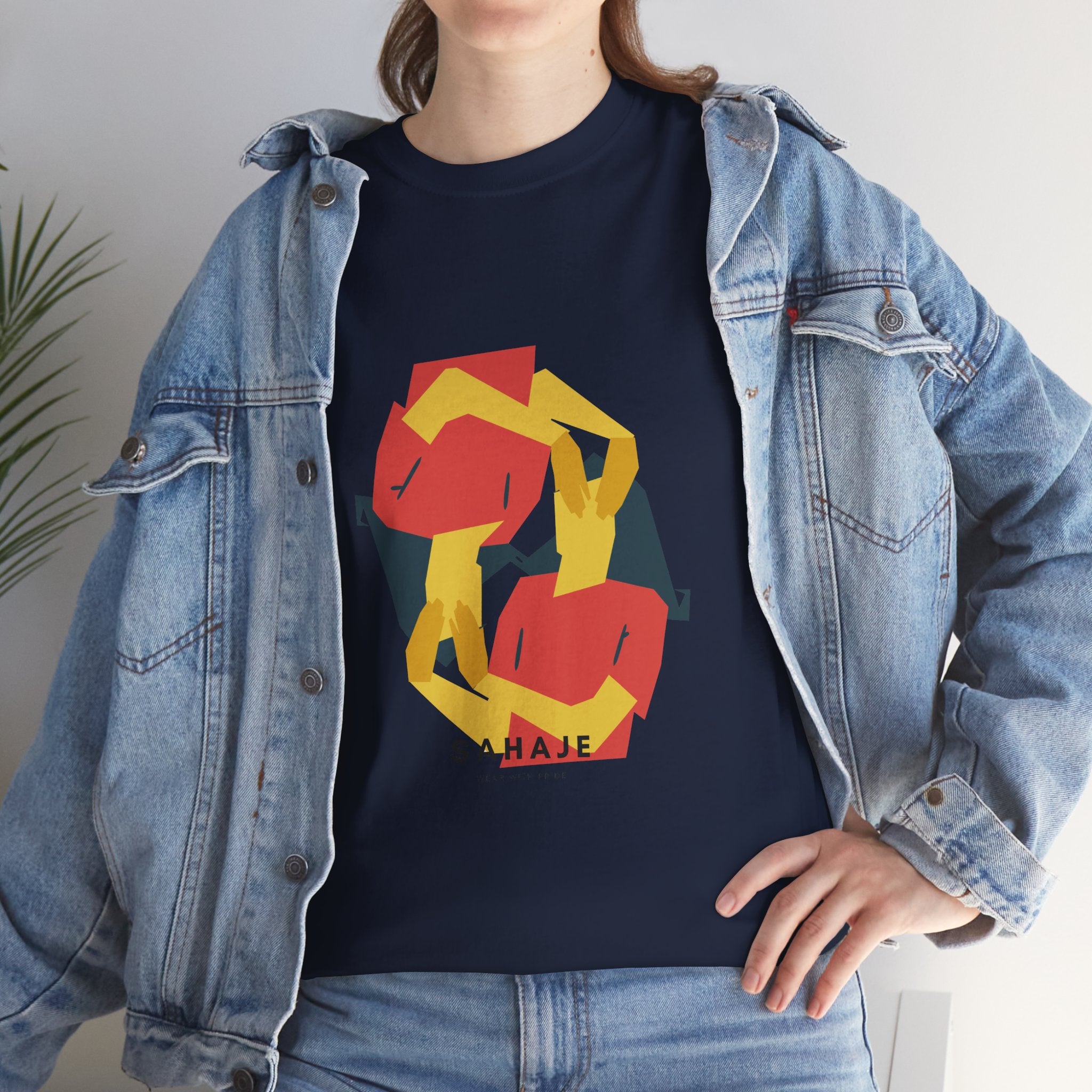 Geometric Fox Tee — Stylized Red & Yellow Fox Illustration T-Shirt