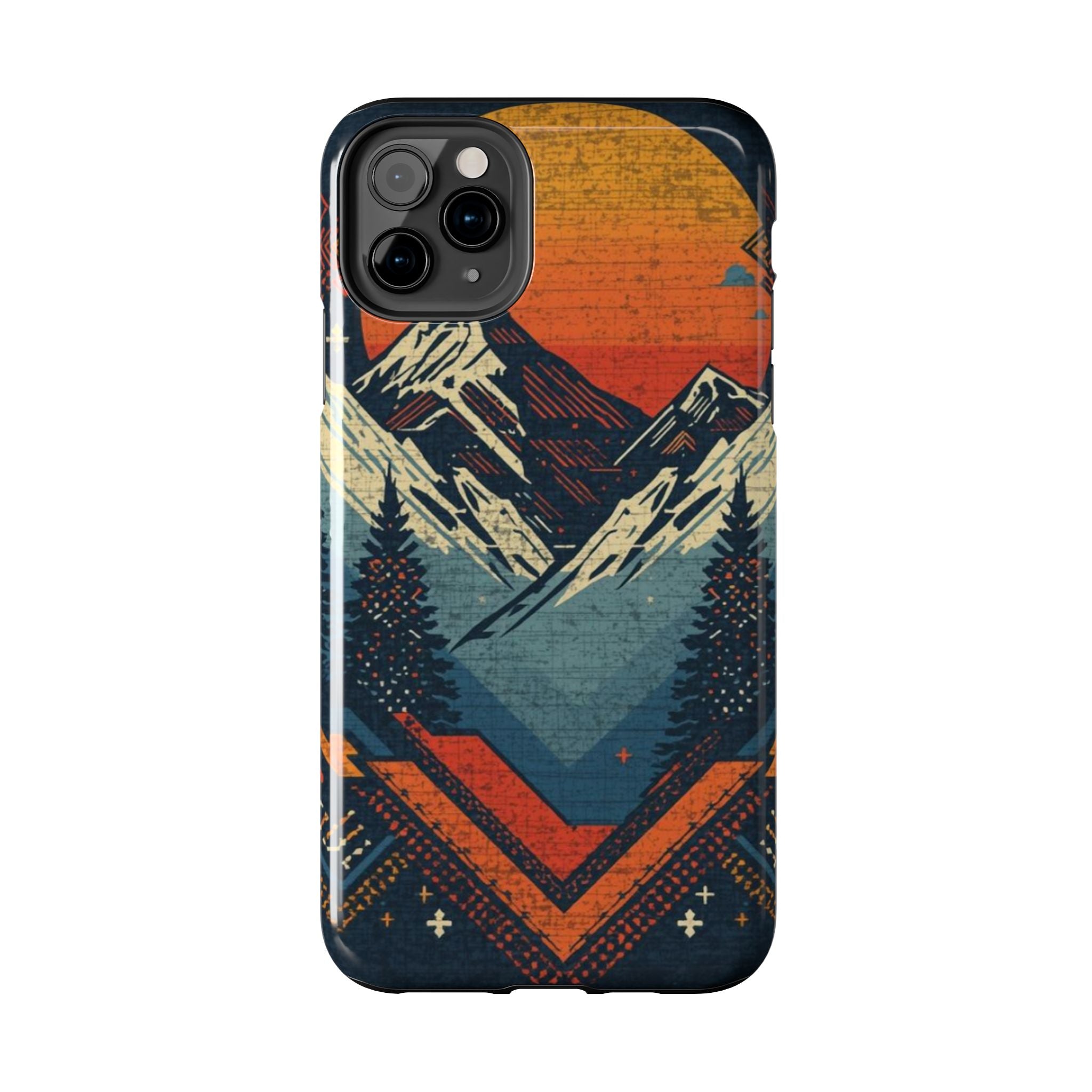 Tough Phone Case — Retro Mountain Sunset Design