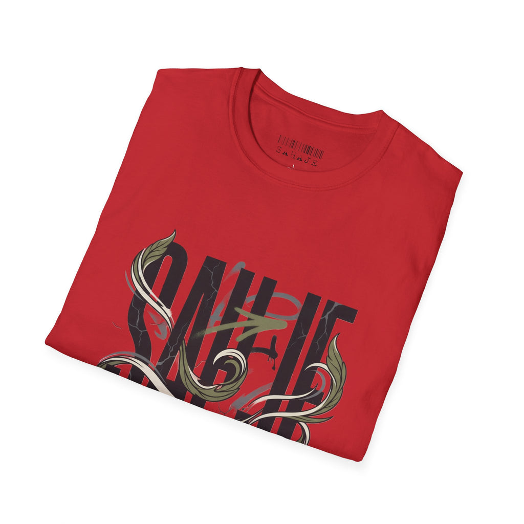 Saurus Graphic T-Shirt — Retro Block Lettering with Snake Illustration