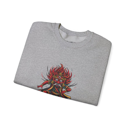 Crewneck Sweatshirt — Red Demon Guardian Graphic