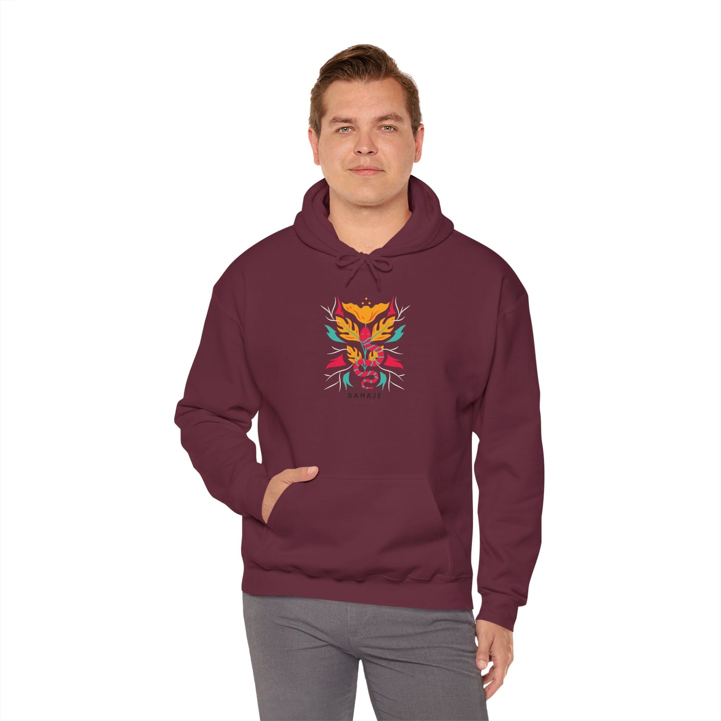 Floral Snake Hoodie — Colorful Serpent & Bloom Graphic Sweatshirt