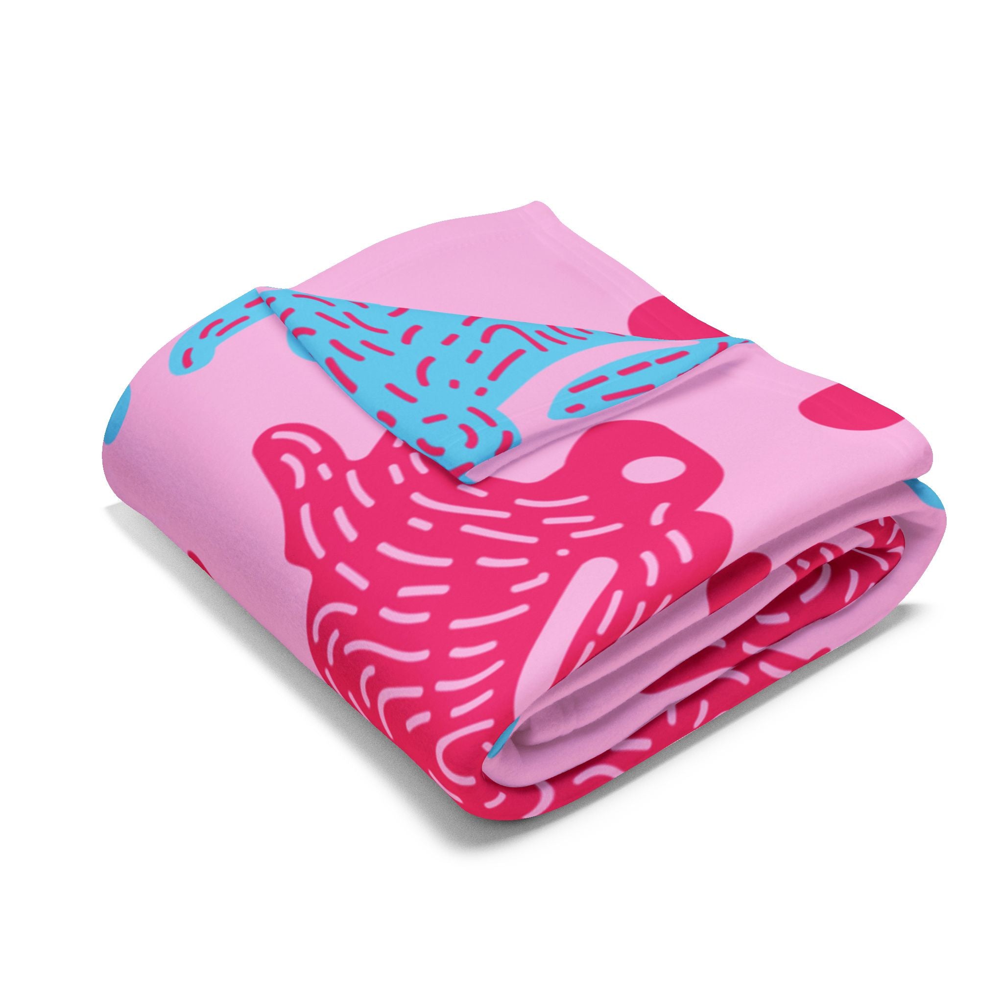 Pink Arctic Fleece Blanket — Mystical Eye & Polar Bear Pattern Cozy Throw