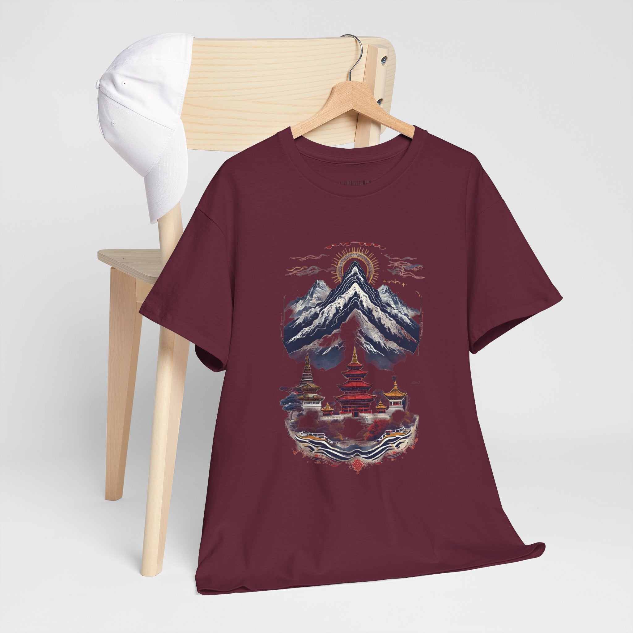 Japanese Mountain Pagoda T-Shirt — Zen Temple Landscape Tee