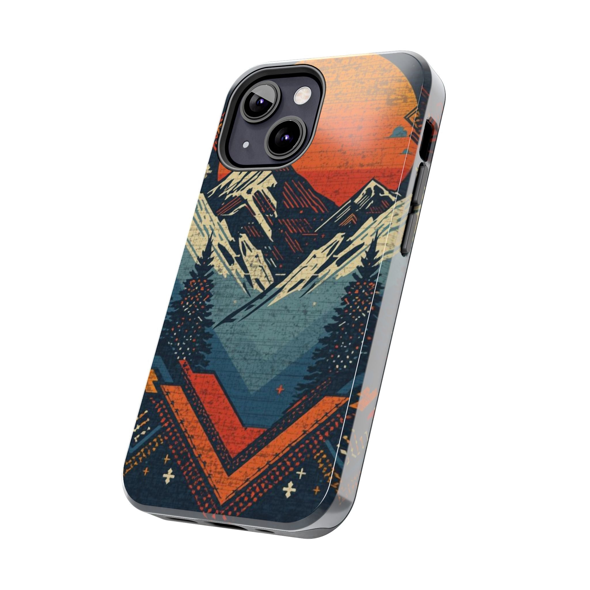 Tough Phone Case — Retro Mountain Sunset Design
