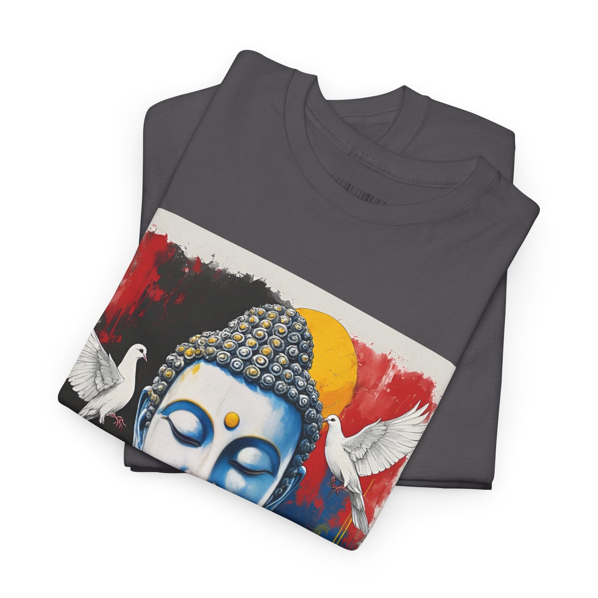 Buddha Peace Tee — Colorful Buddha & Doves Graphic T-Shirt