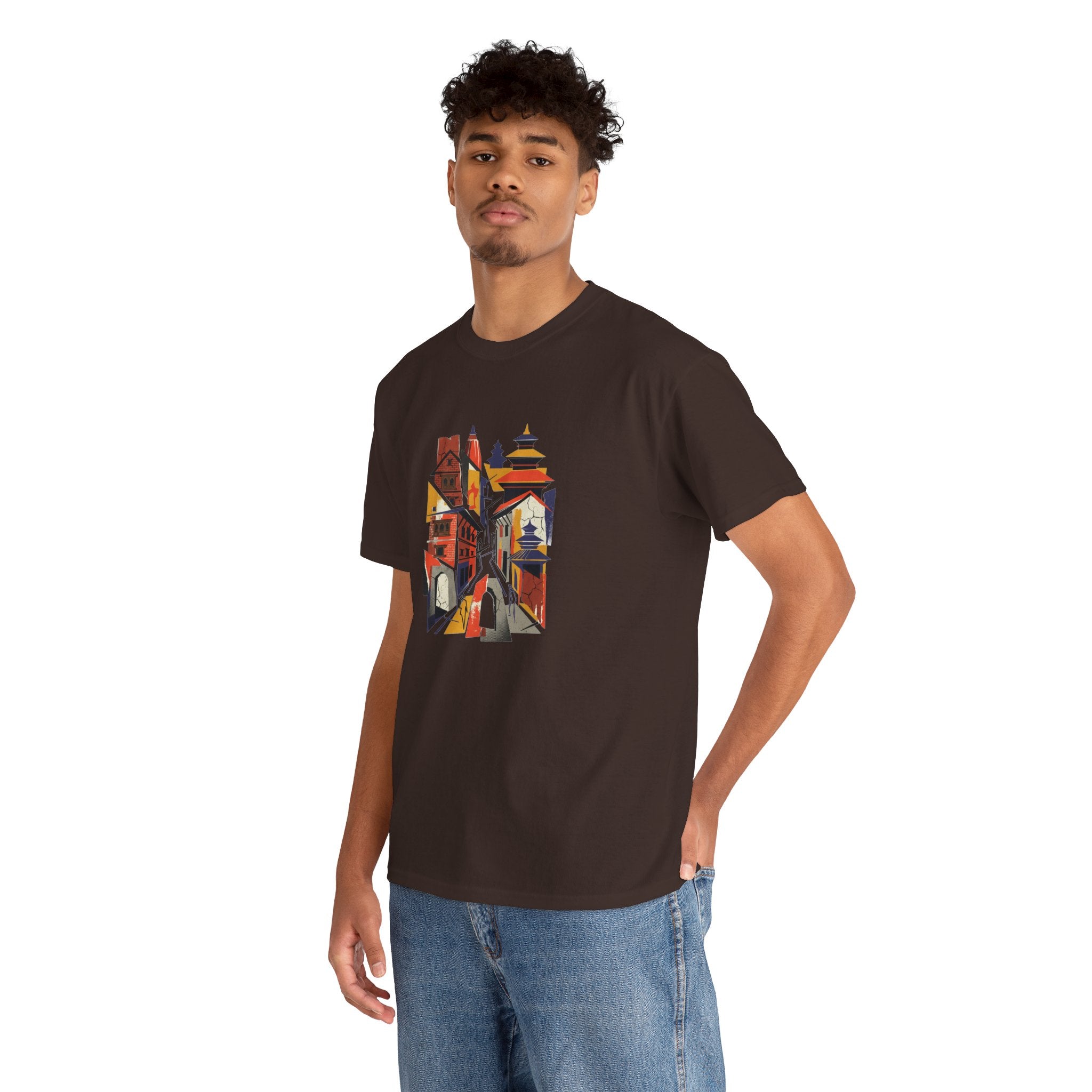 Cityscape Abstract Tee — Colorful Urban Architecture Graphic T‑Shirt