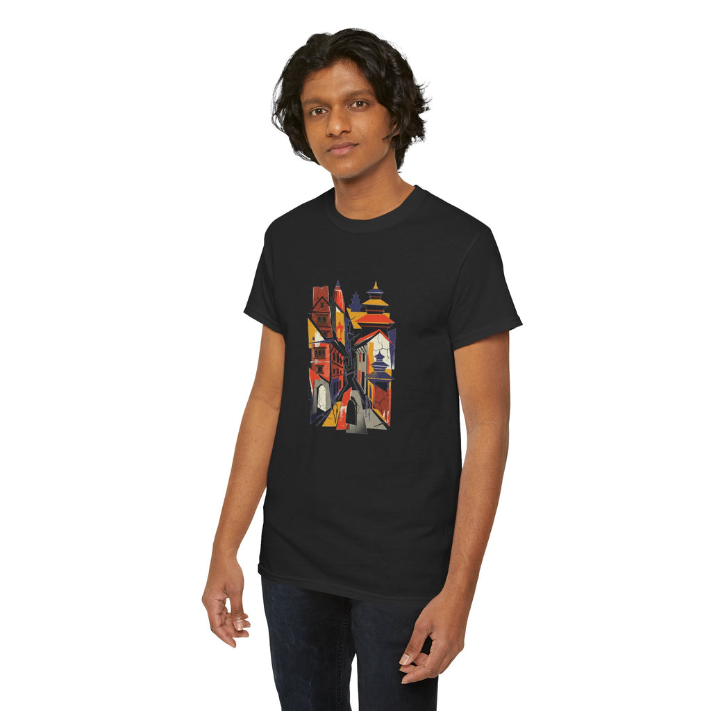 Cityscape Abstract Tee — Colorful Urban Architecture Graphic T‑Shirt