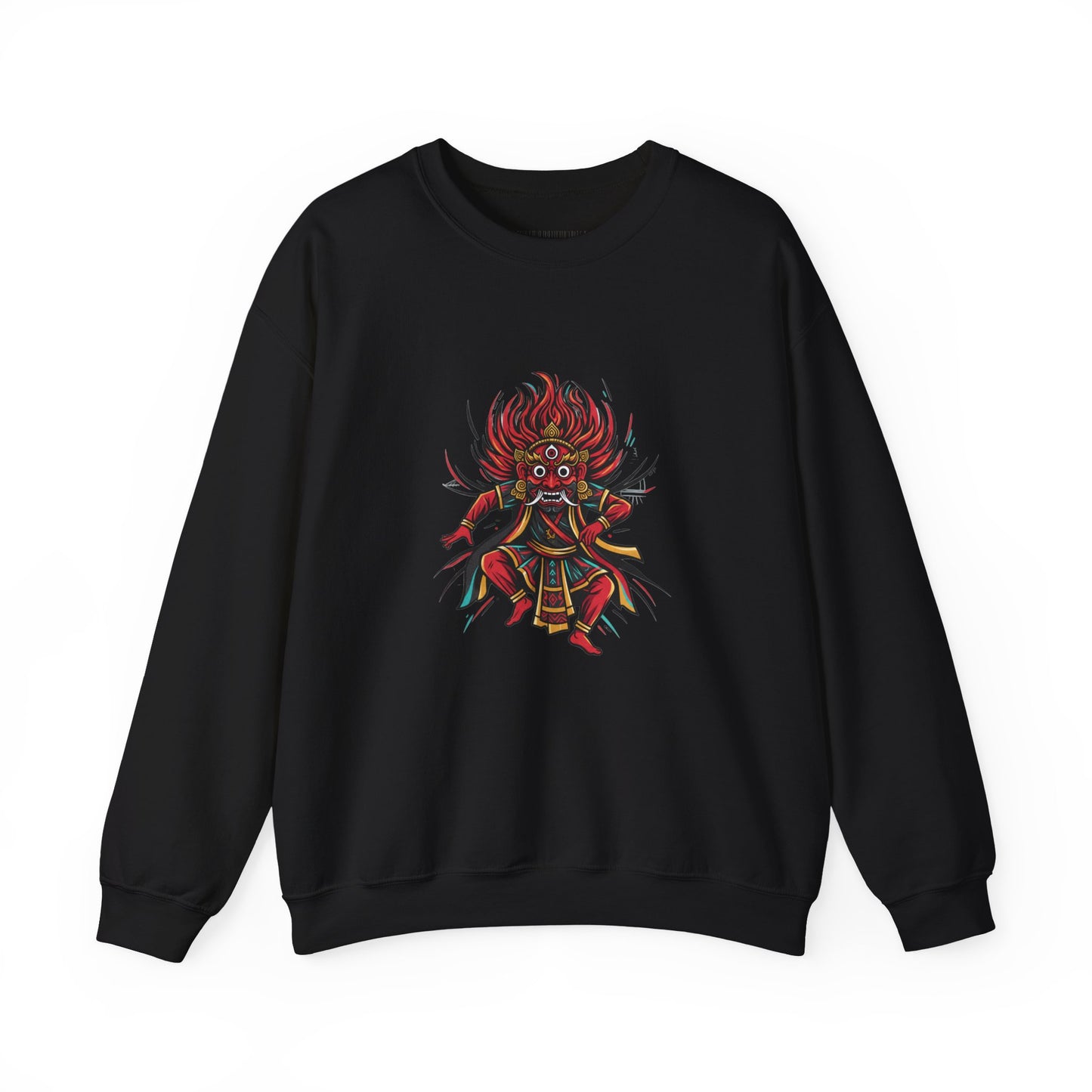 Crewneck Sweatshirt — Red Demon Guardian Graphic