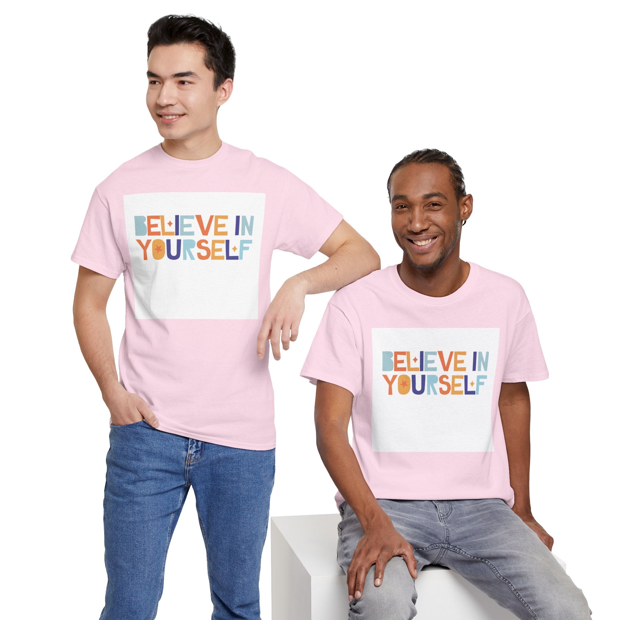 T-Shirt — "Believe in Yourself" Colorful Retro Motivational Tee