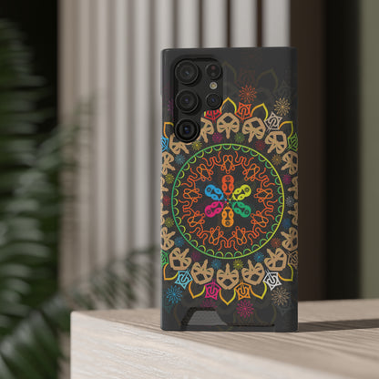 Colorful Mandala Phone Case with Card Holder, Bohemian Phone Accessory, Gift for Him/Her, Vibrant Smartphone Case, Artistic Phone Cover
