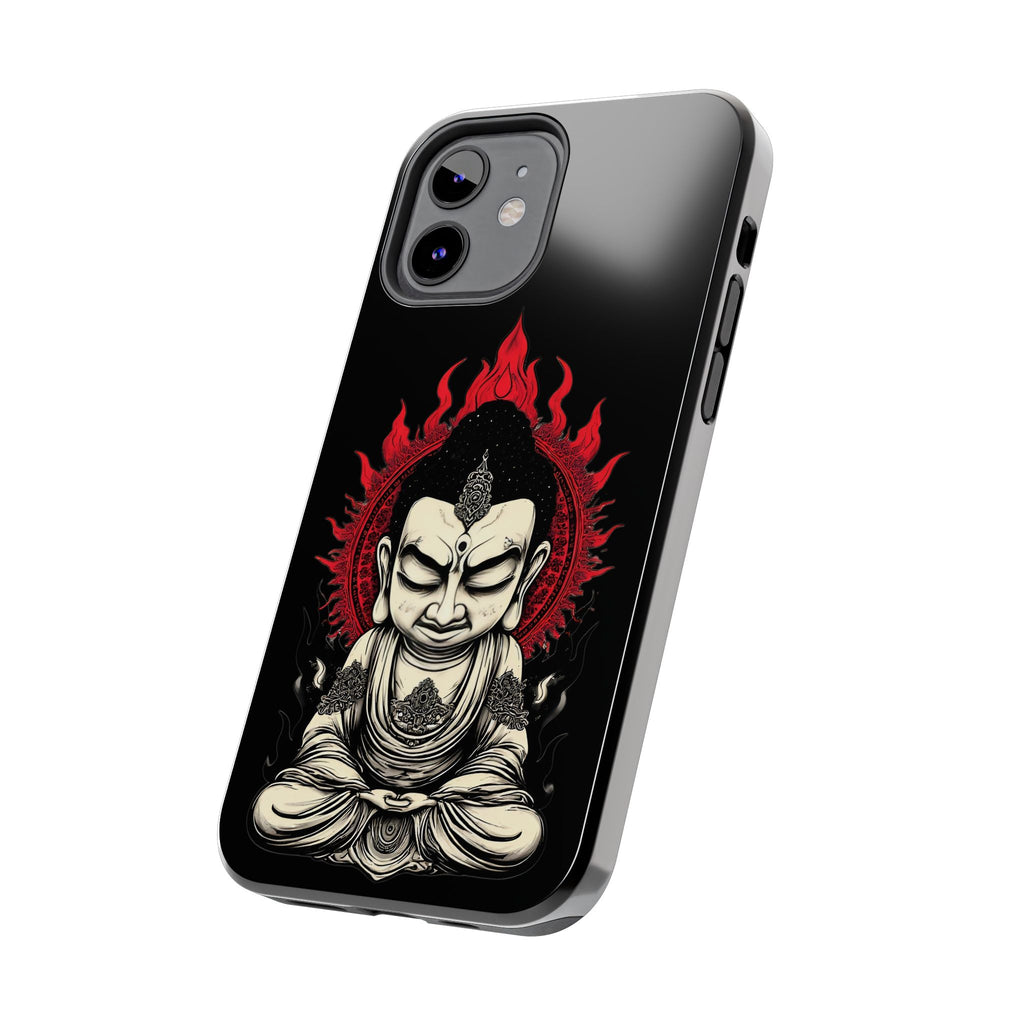 Meditative Buddha Tough Phone Case — Red Flame Zen Protection