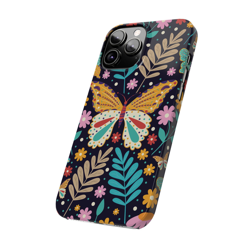Butterfly Floral Slim Phone Case — Colorful Boho Garden Design