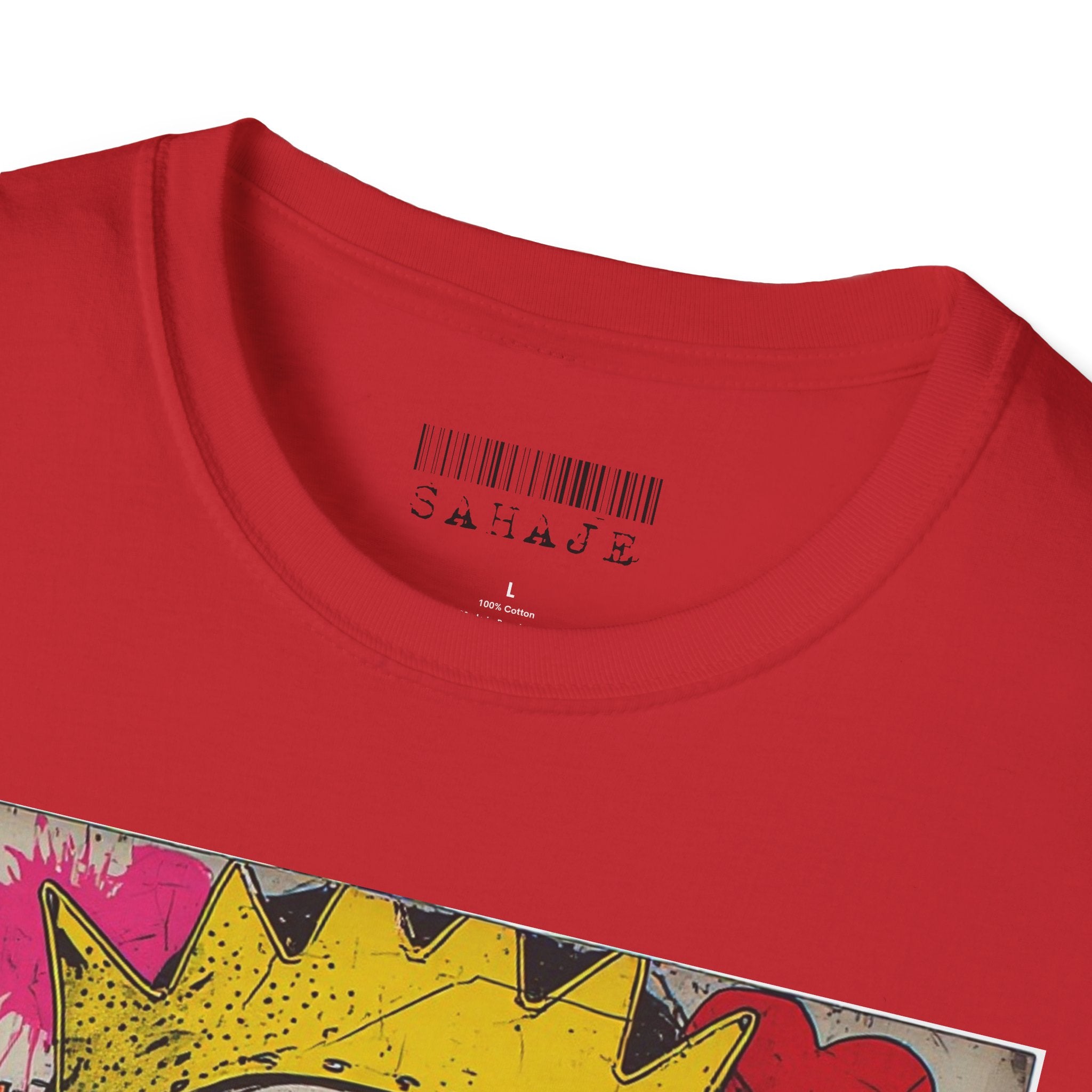 Abstract Pop Art Portrait T-Shirt — Neon Crown & Sunglasses Graphic