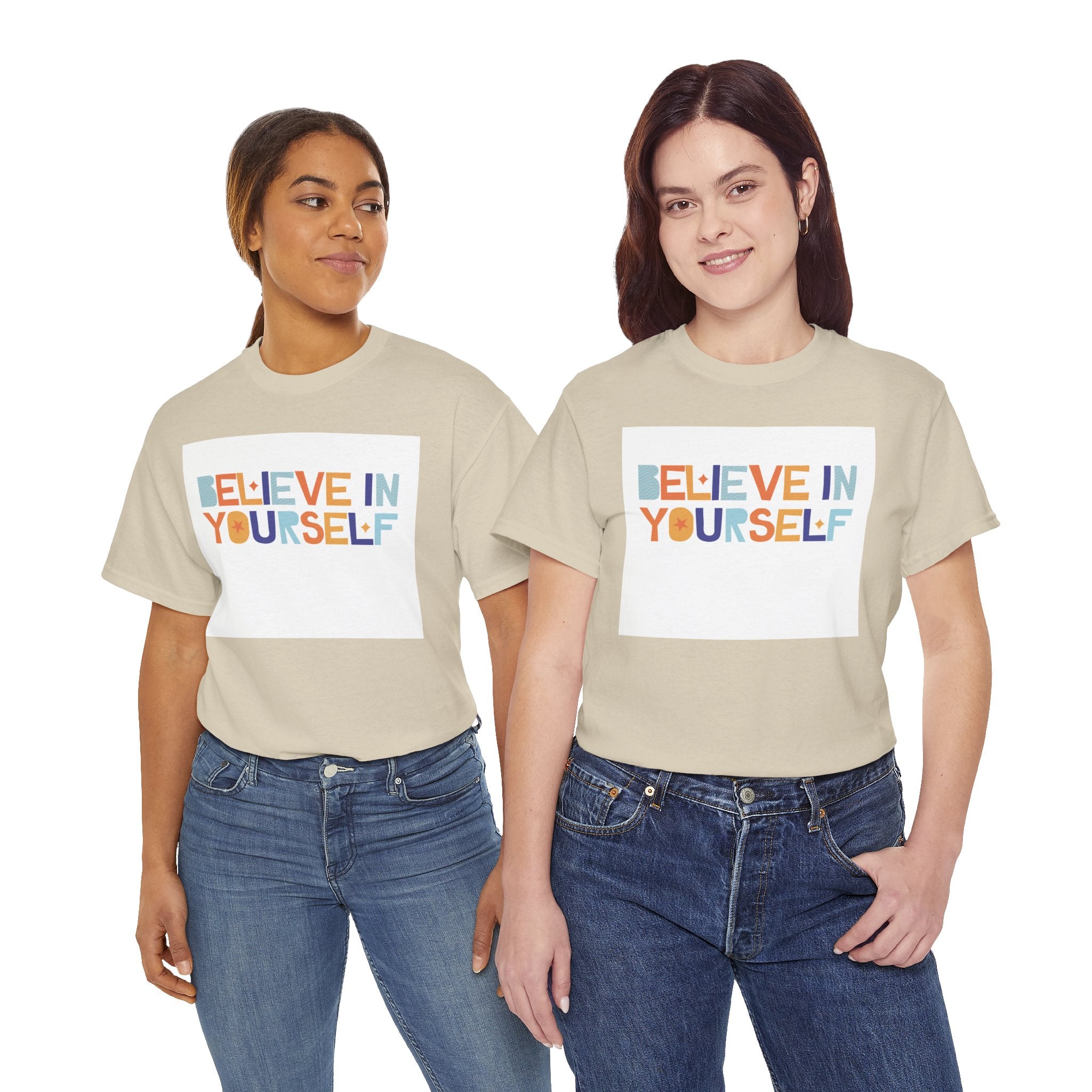 T-Shirt — "Believe in Yourself" Colorful Retro Motivational Tee