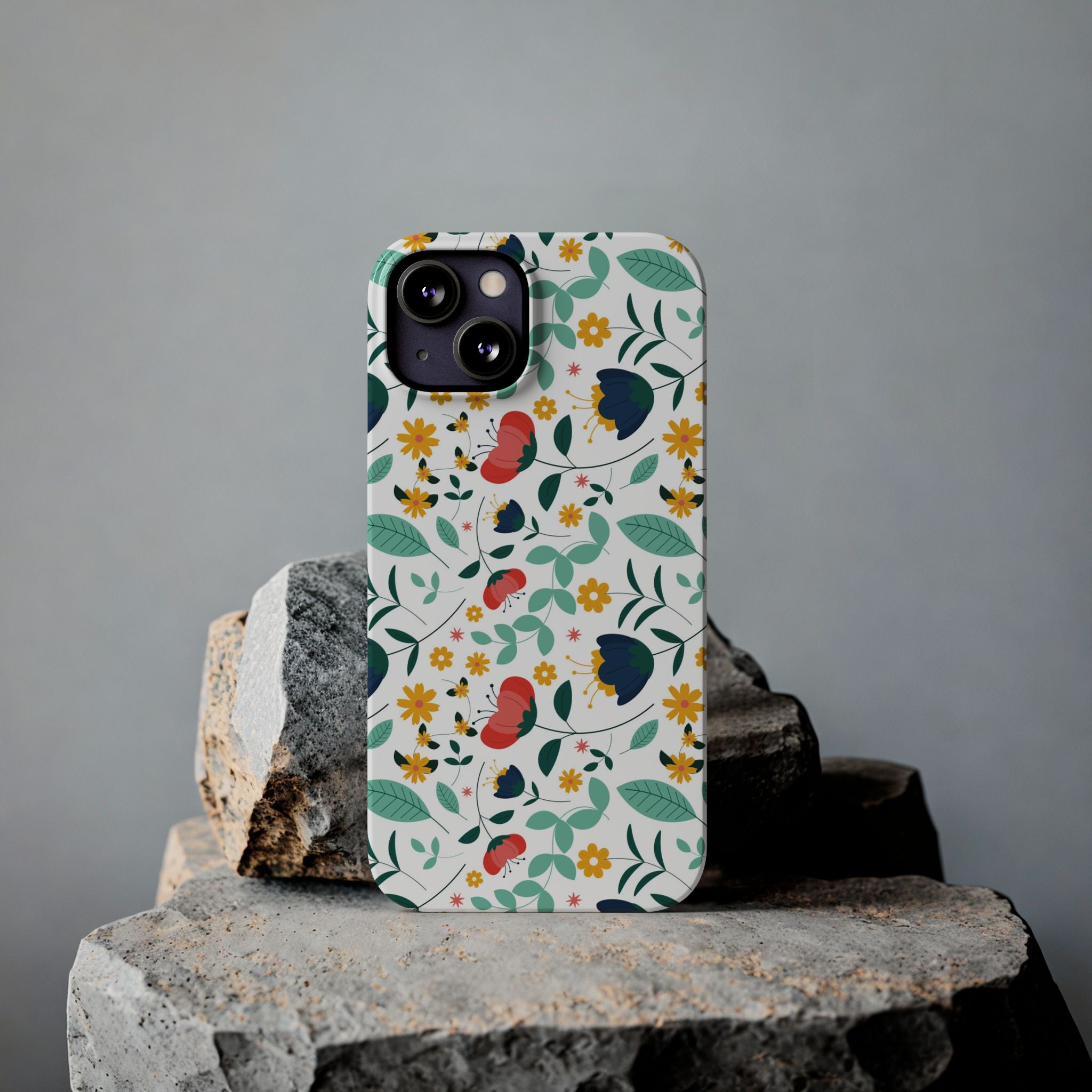 Floral Slim Phone Case — Colorful Folk Flower Pattern