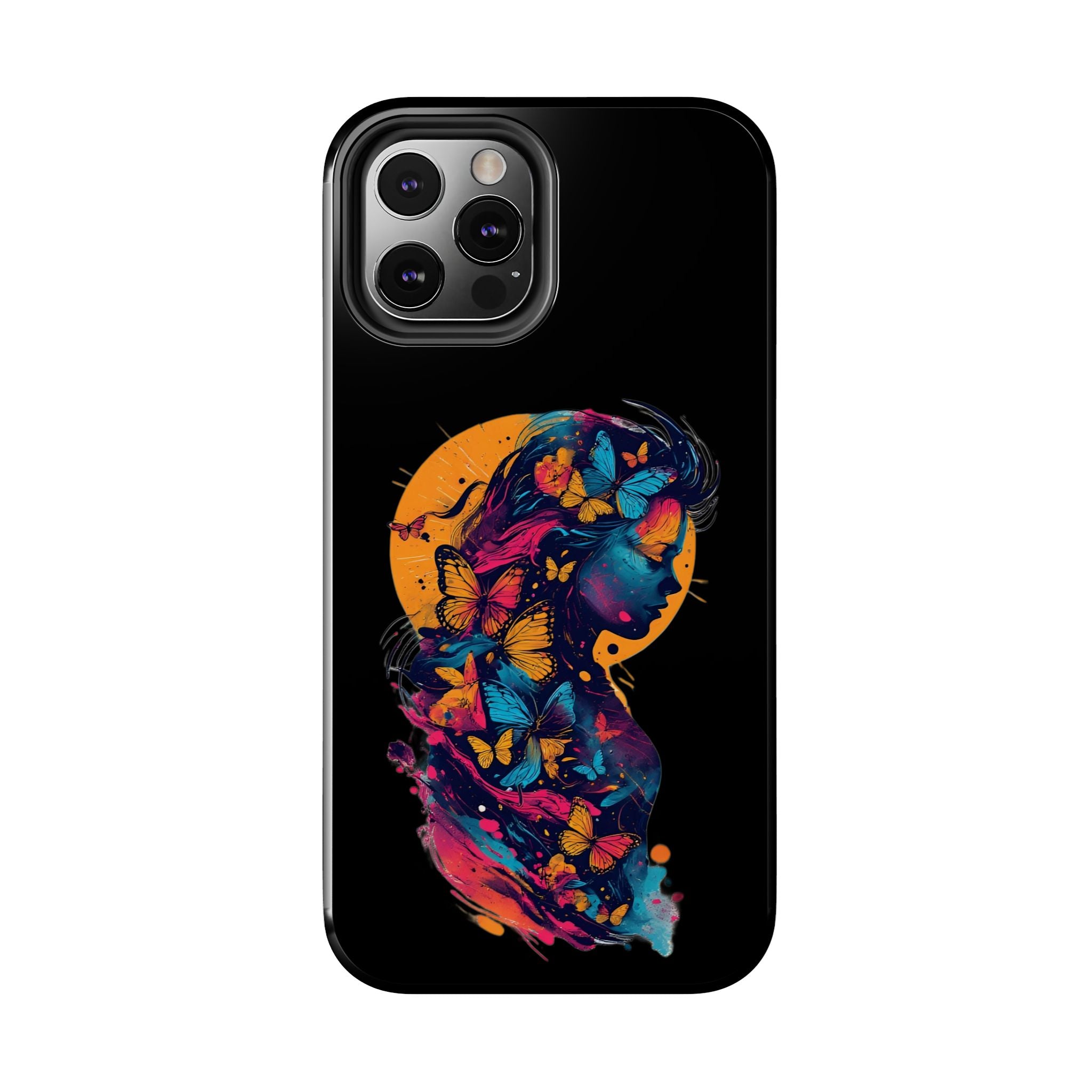 Butterfly Silhouette Tough Phone Case — Colorful Woman Art Protective Cover
