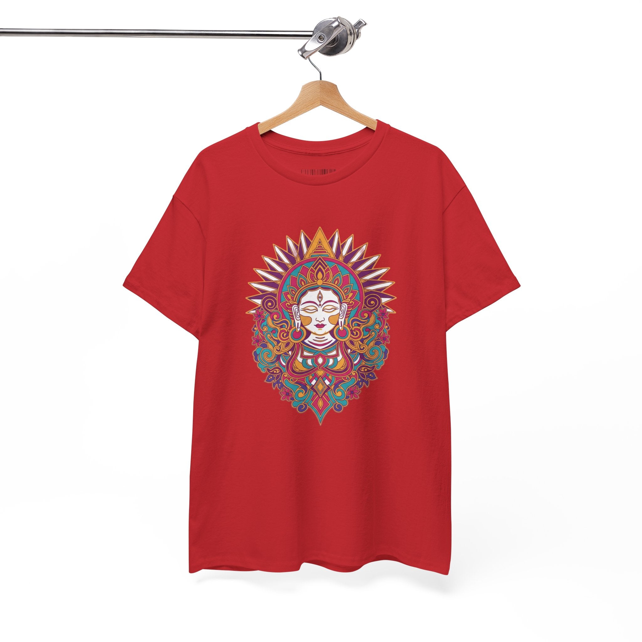 Spiritual Goddess Sun Mandala Tee — Colorful Boho Yoga T‑Shirt