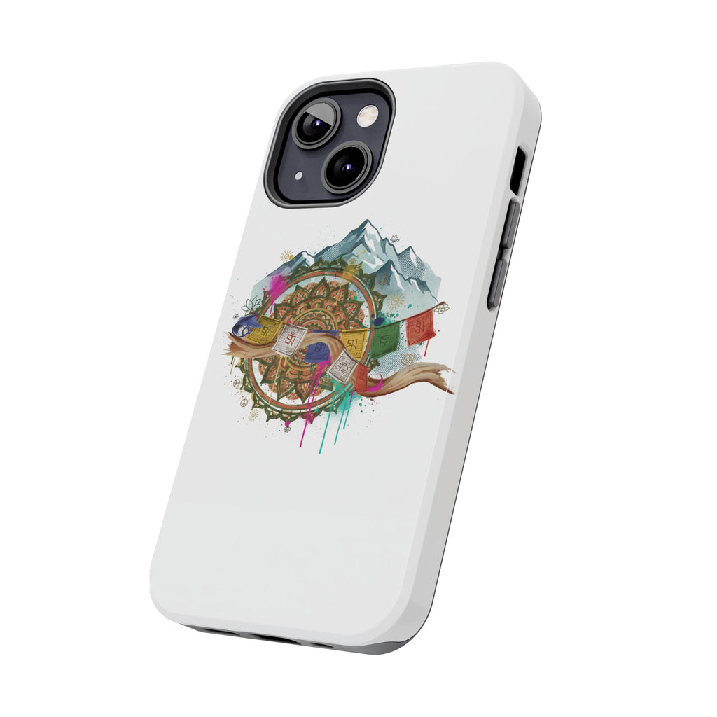 Mountain Compass Tough Phone Case with Prayer Flags & Fish Design