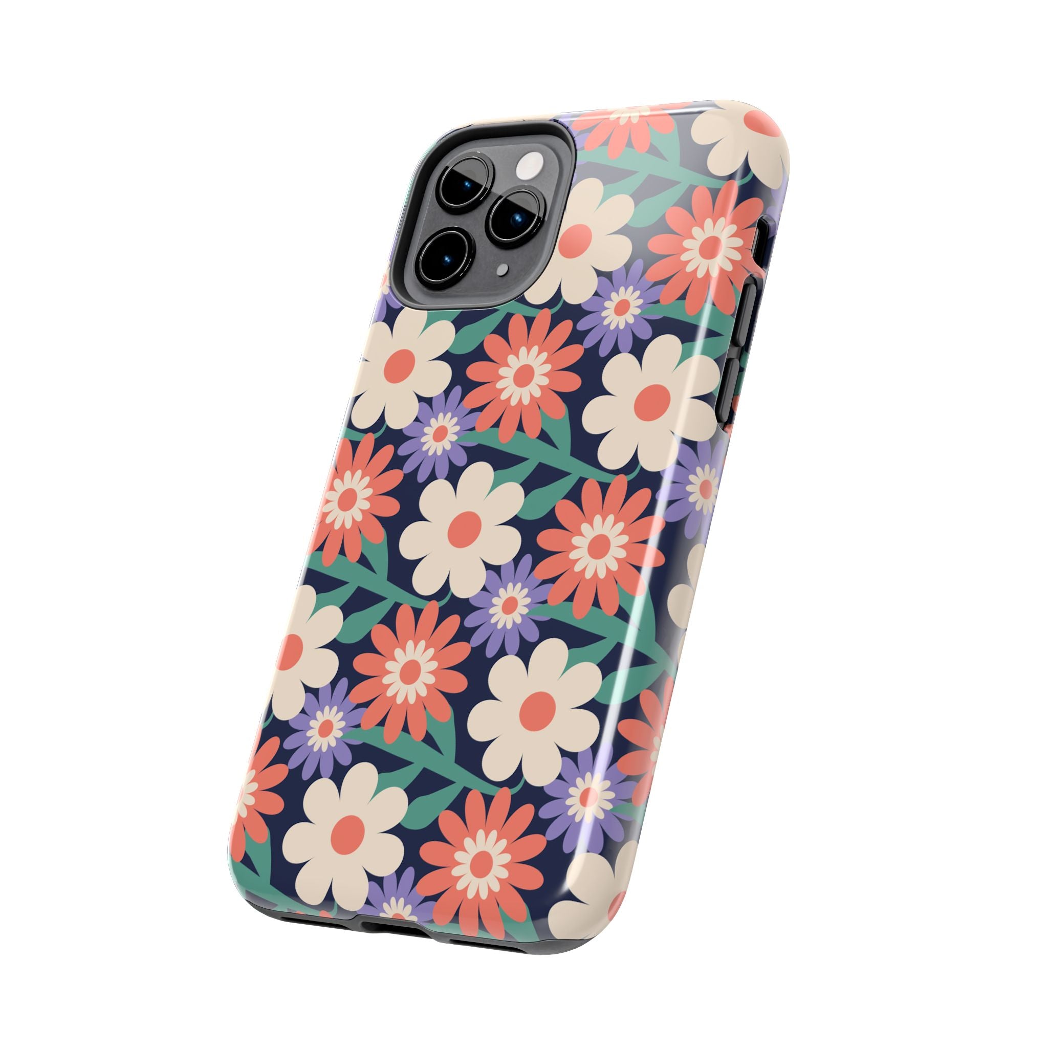 Floral Tough Phone Case — Retro Daisies Protective Phone Cover