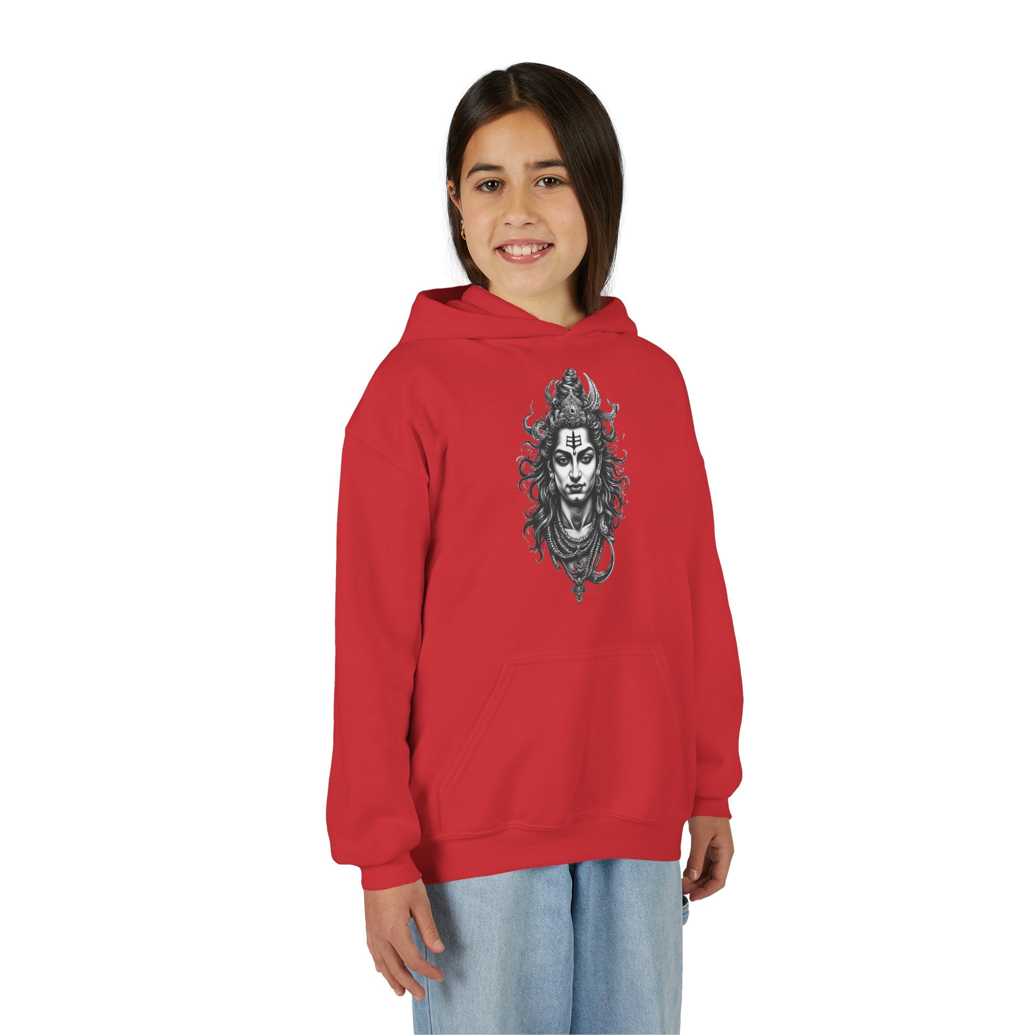 Shiva Illustration Youth Hoodie — Mystical Hindu God Graphic Pullover