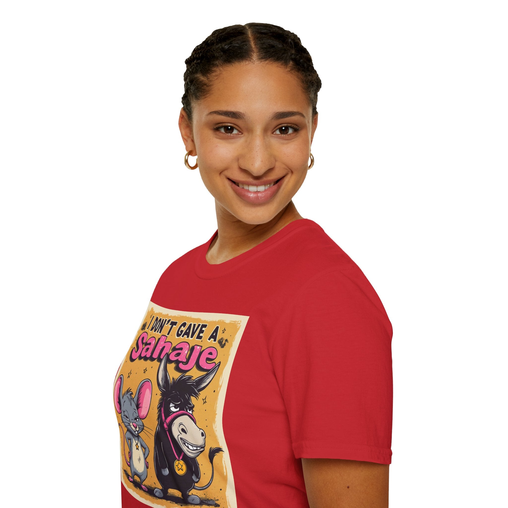 Don’t Give a Satrage T-Shirt — Funny Mouse & Donkey Cartoon Tee