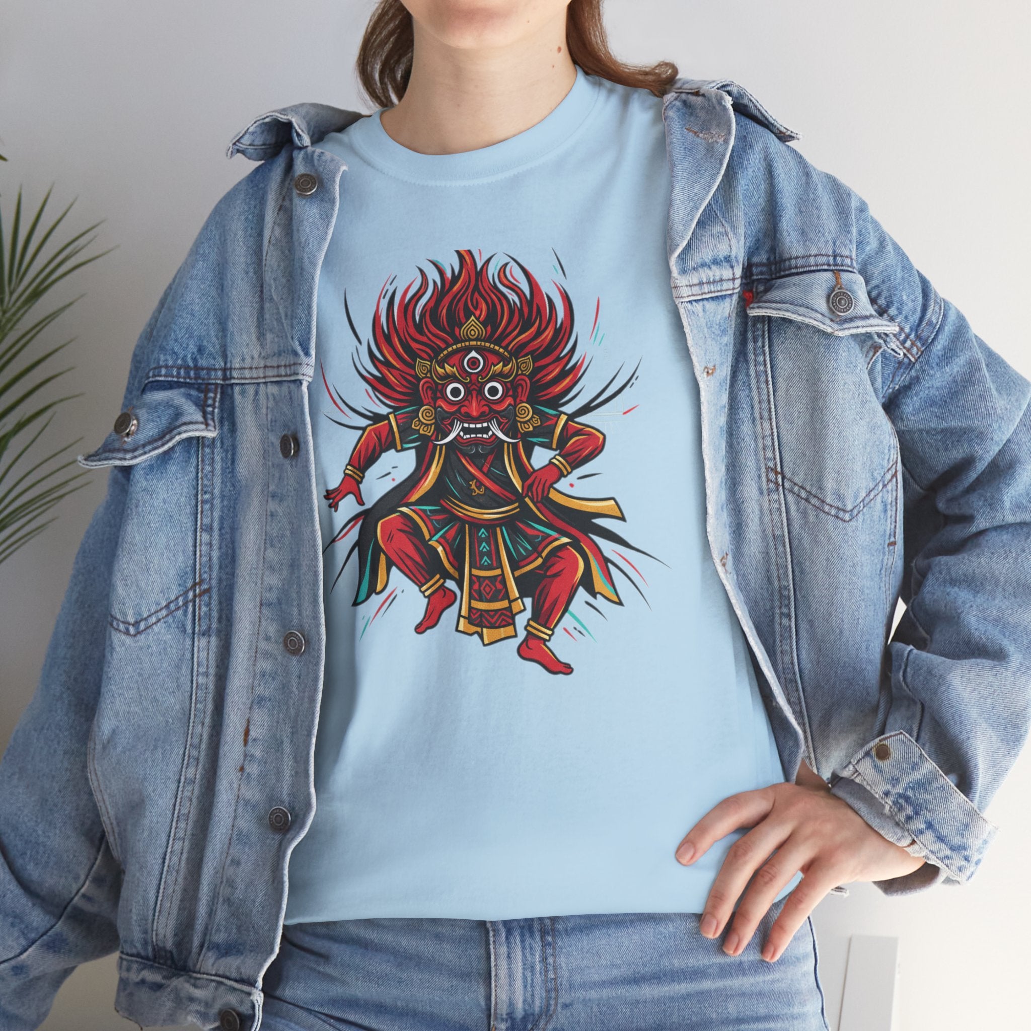 T-Shirt — Fierce Red Oni Demon Graphic Tee (Mythic Japanese Mask Design)