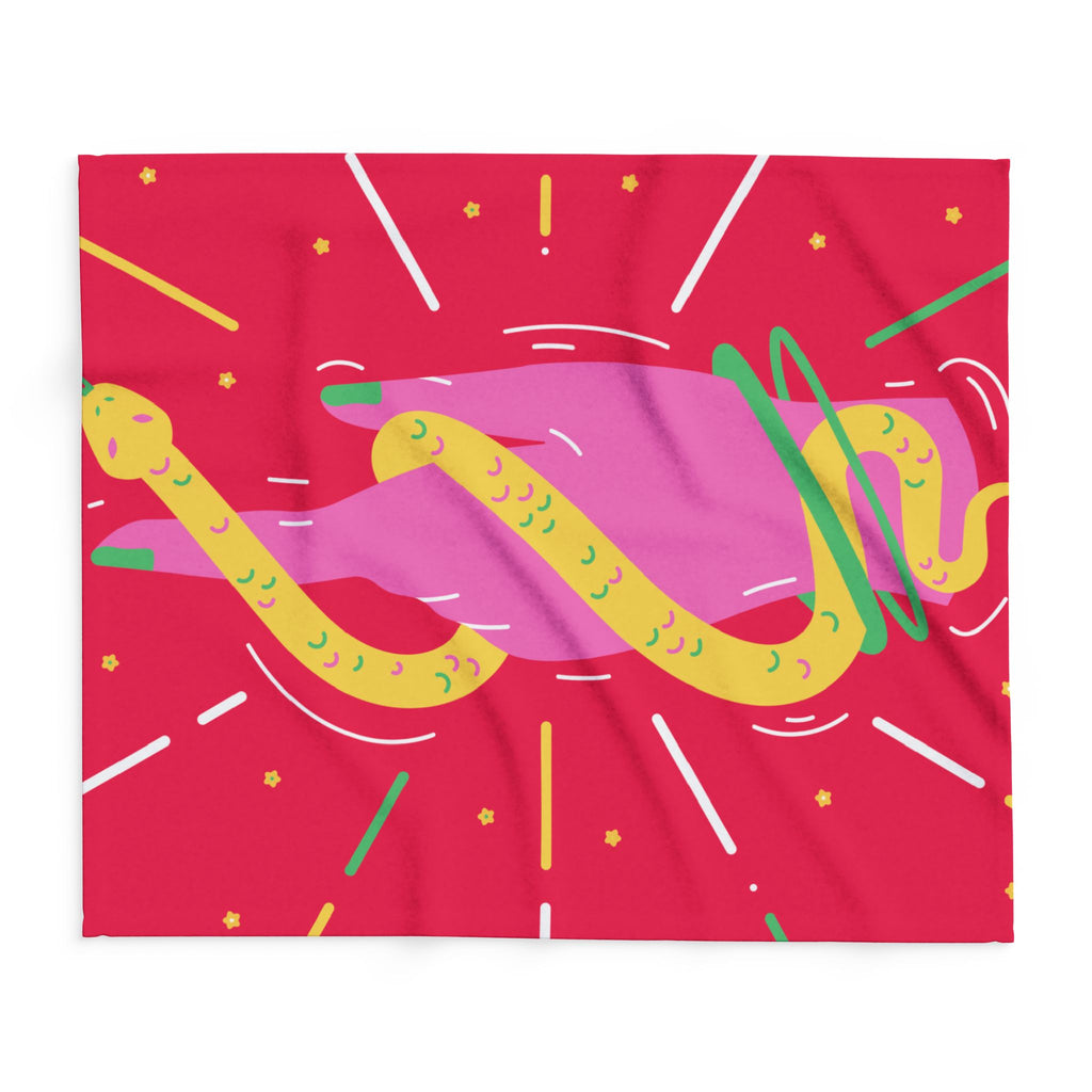 Vibrant Snake Hand Fleece Blanket