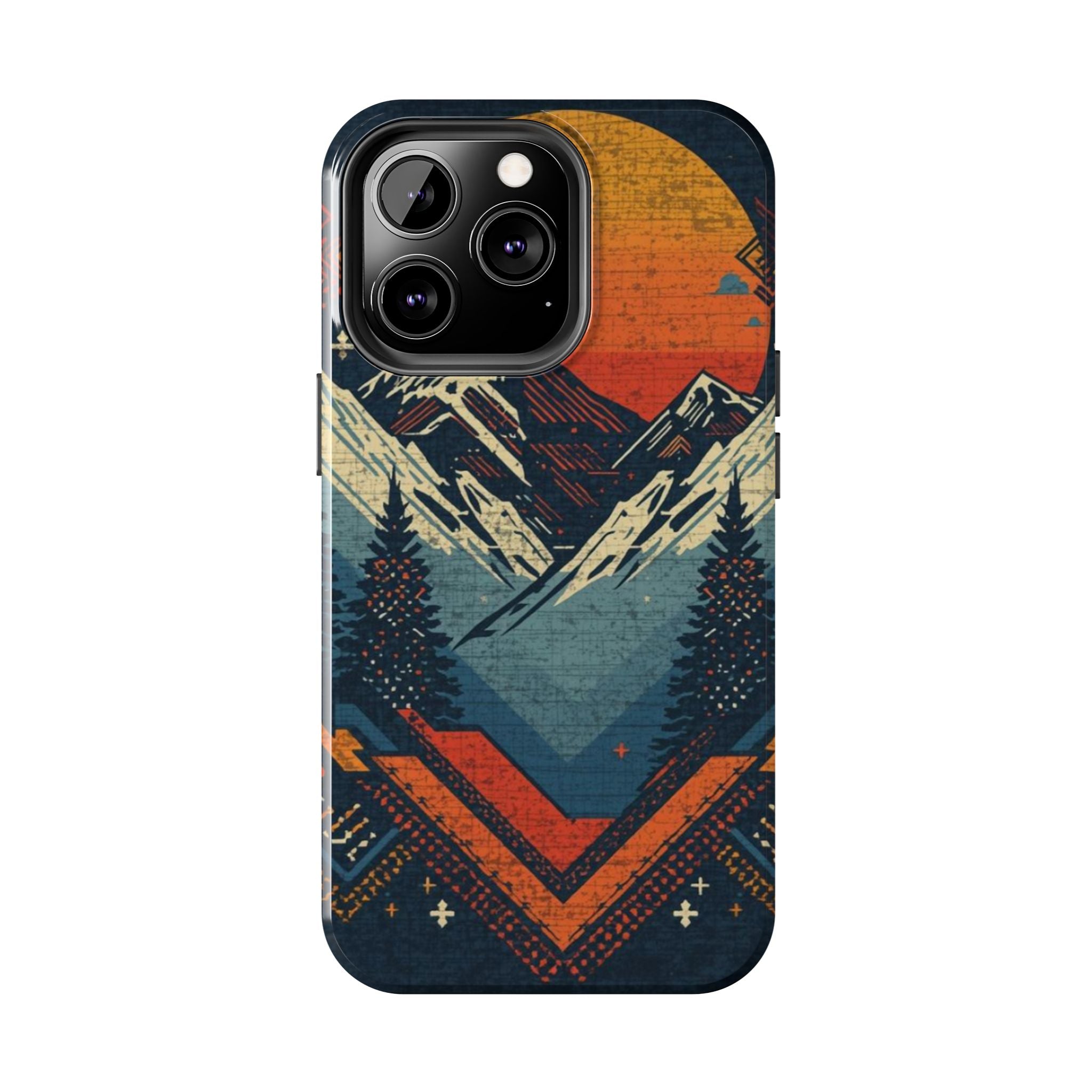 Tough Phone Case — Retro Mountain Sunset Design