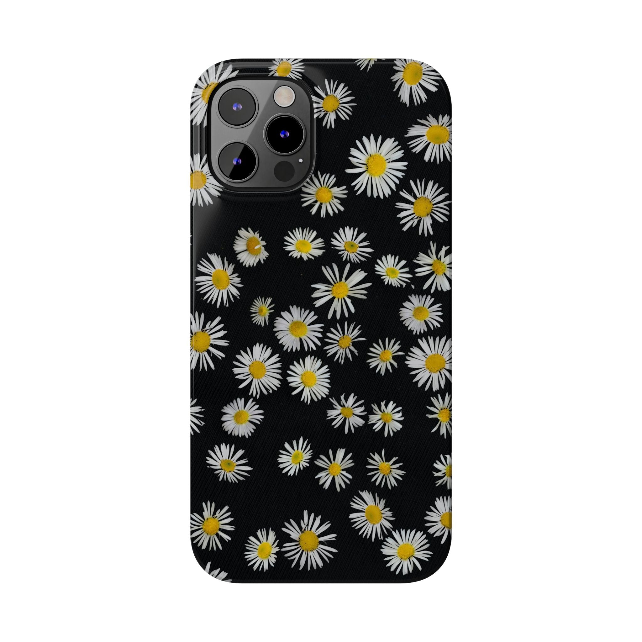 Daisy Pattern Slim Phone Case — Black Background Floral iPhone Case