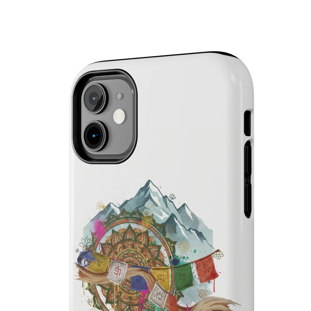 Mountain Compass Tough Phone Case with Prayer Flags & Fish Design