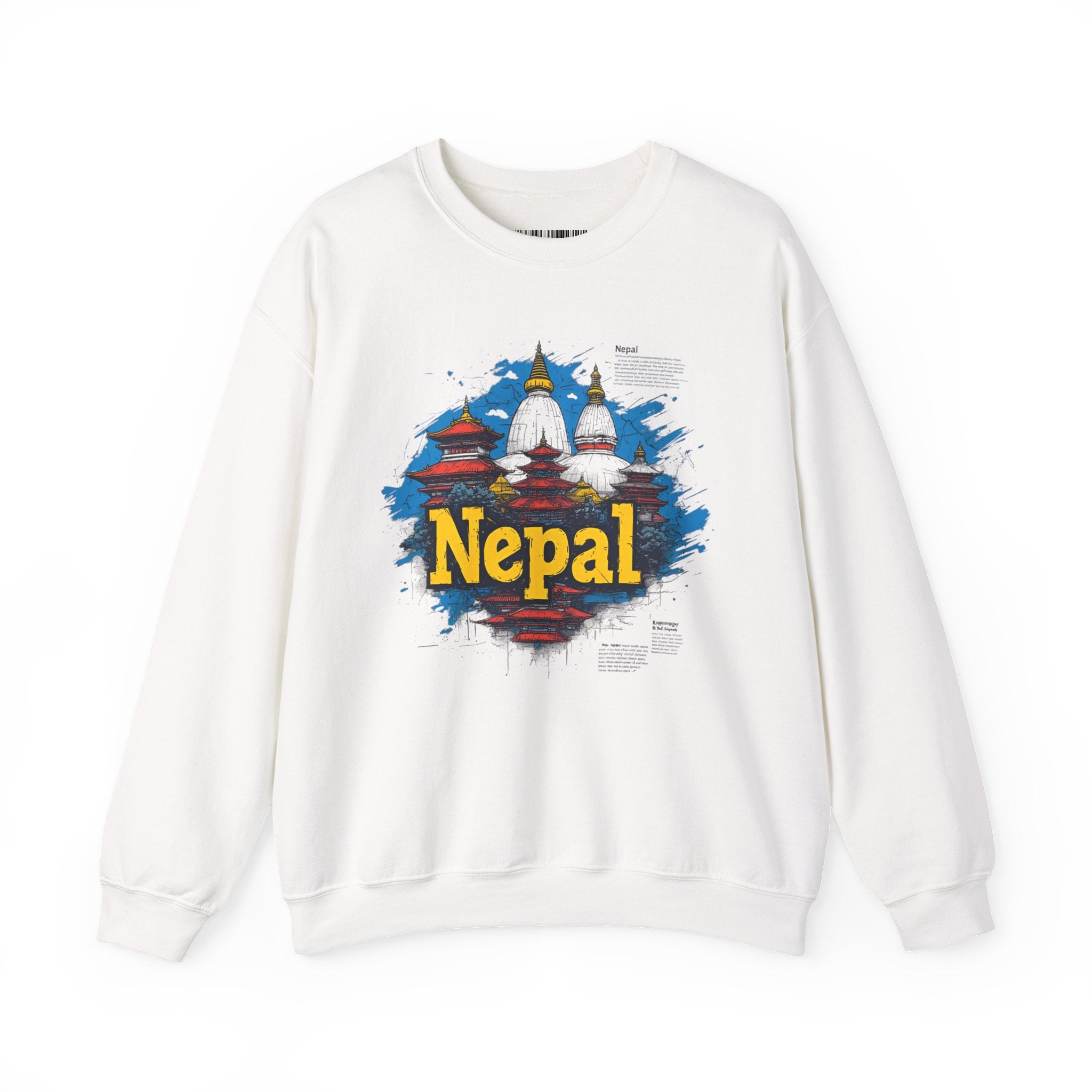 Nepal Landmark Crewneck Sweatshirt – Vintage Kathmandu Stupa Travel Pullover