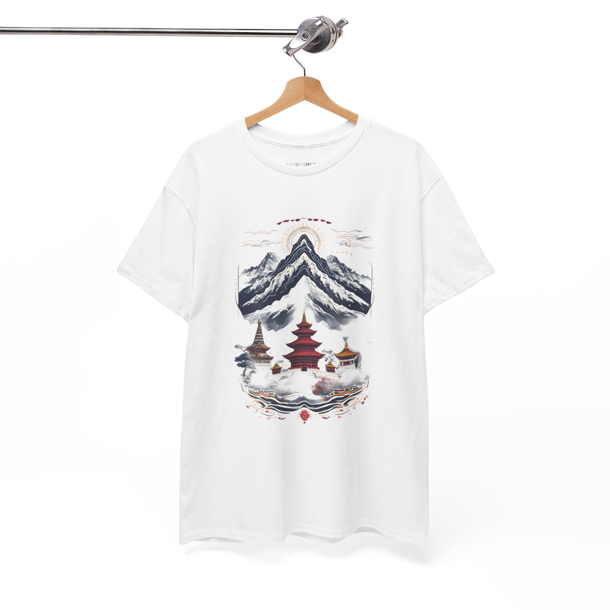 Japanese Mountain Pagoda T-Shirt — Zen Temple Landscape Tee