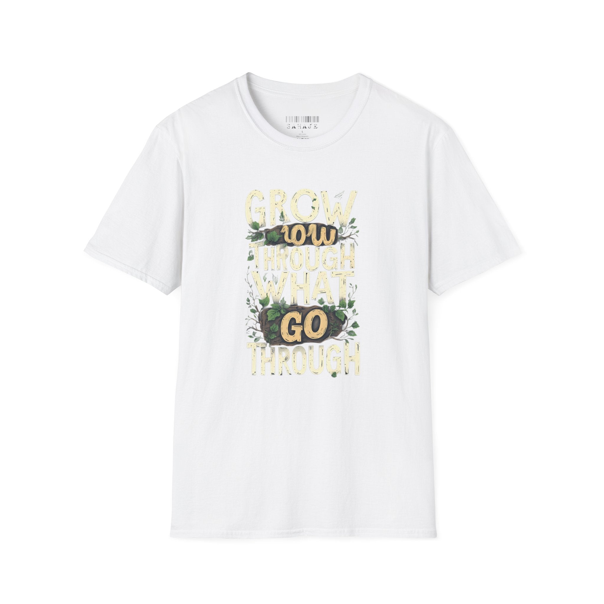 T-Shirt — Floral 'Grow Slow, Go Through' Inspirational Graphic Tee