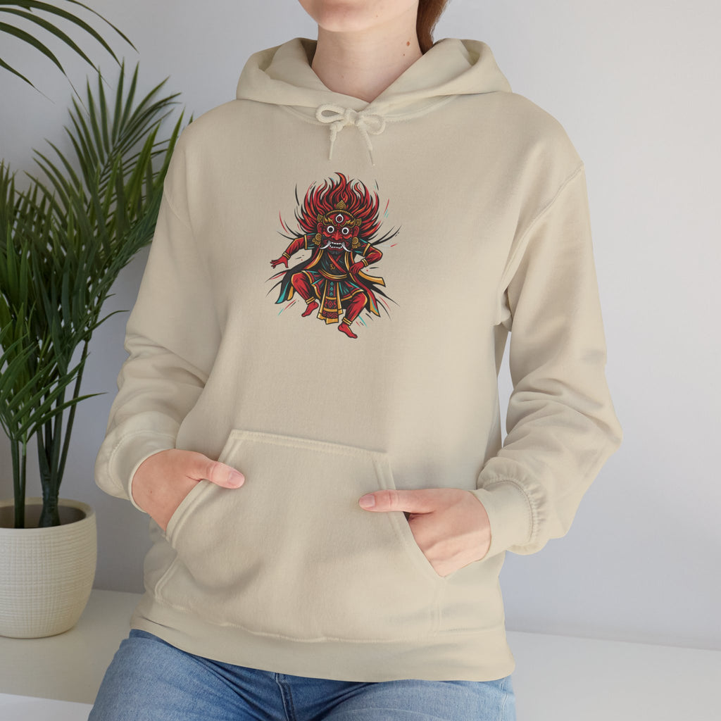 Demonic Oni Mask Hoodie — Japanese Demon Illustration Sweatshirt